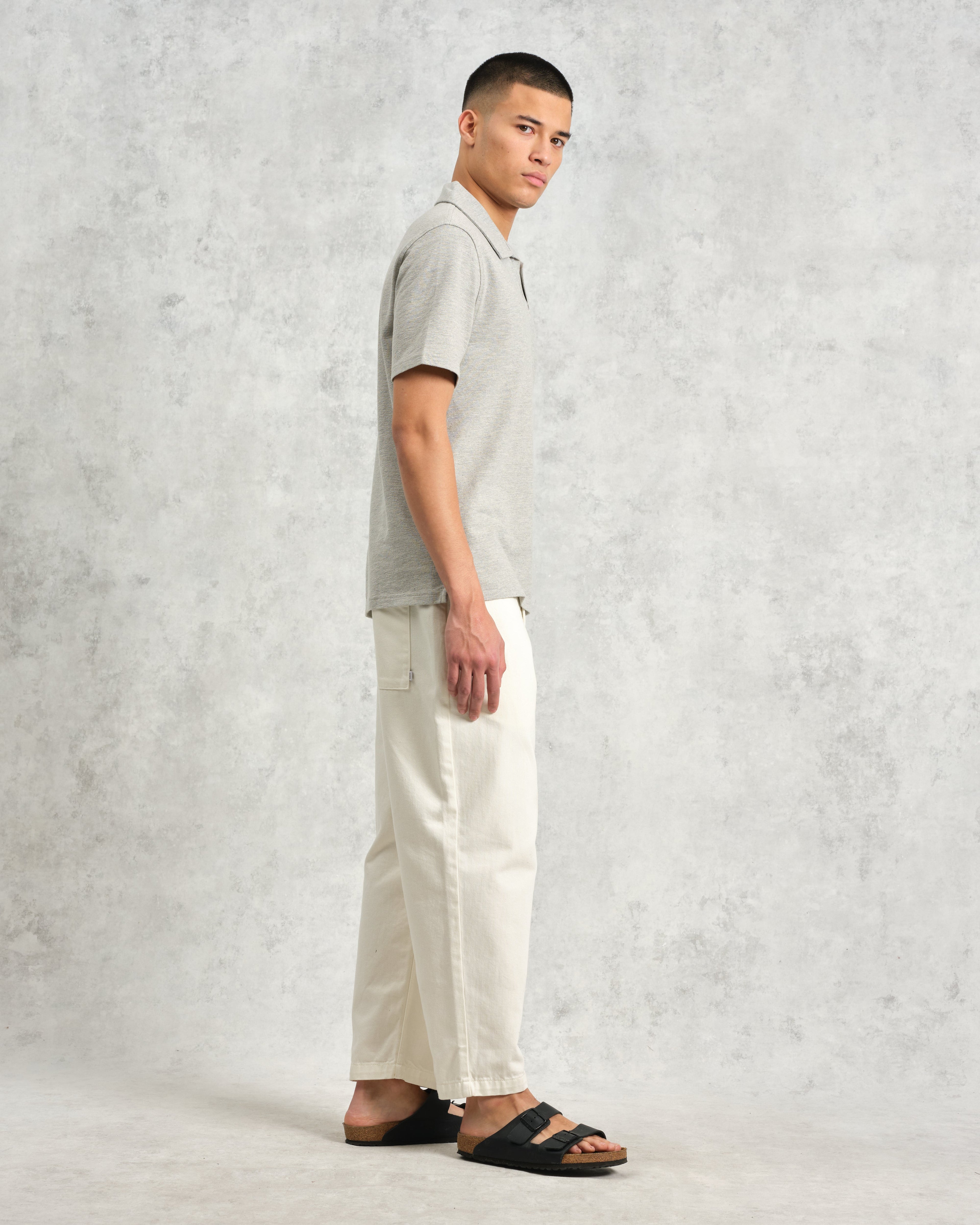 Atwood - Grey Marl Textured Organic Cotton Polo Shirt