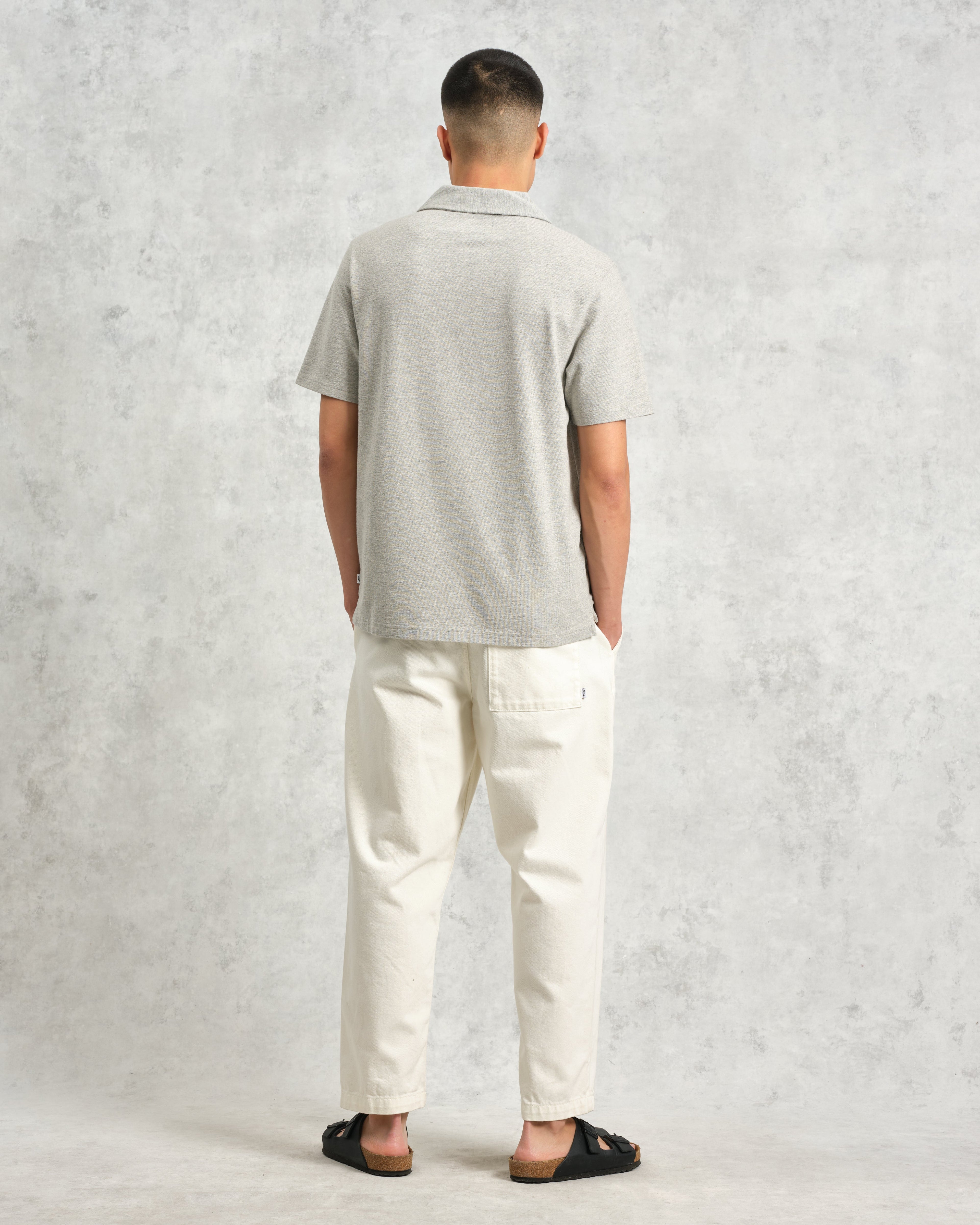 Atwood - Grey Marl Textured Organic Cotton Polo Shirt