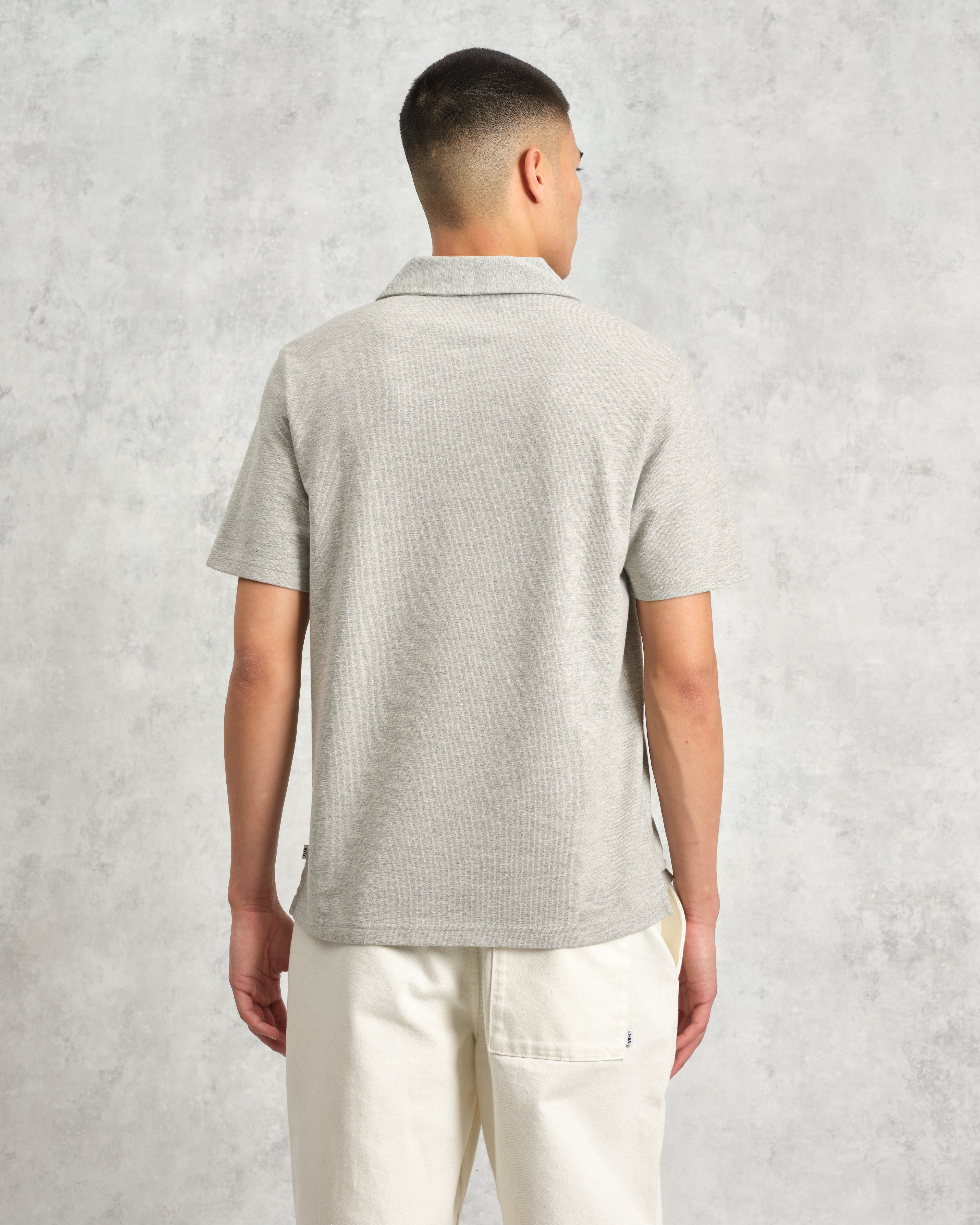 Atwood - Grey Marl Textured Organic Cotton Polo Shirt