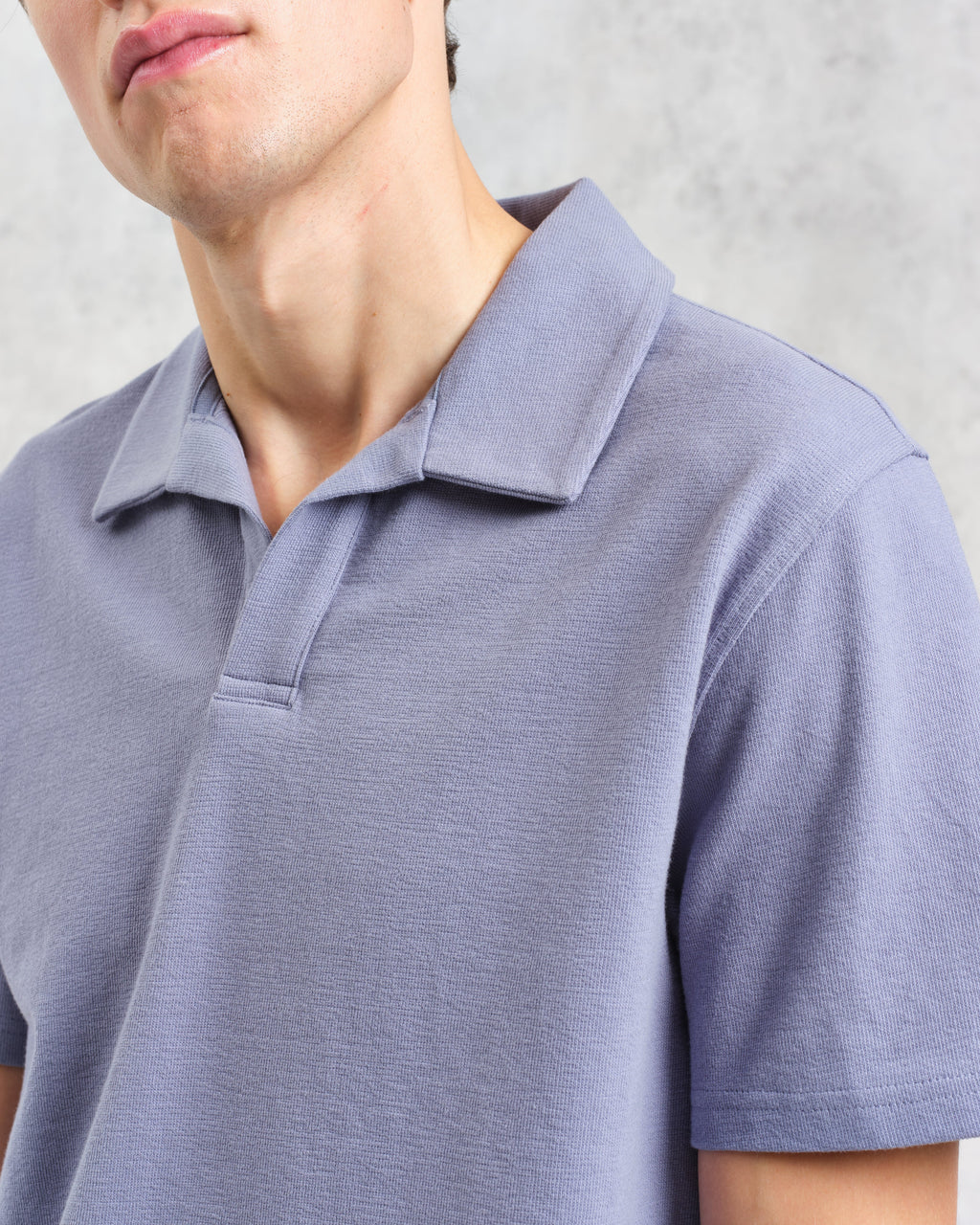 Atwood - Mid Blue Textured Organic Cotton Polo Shirt
