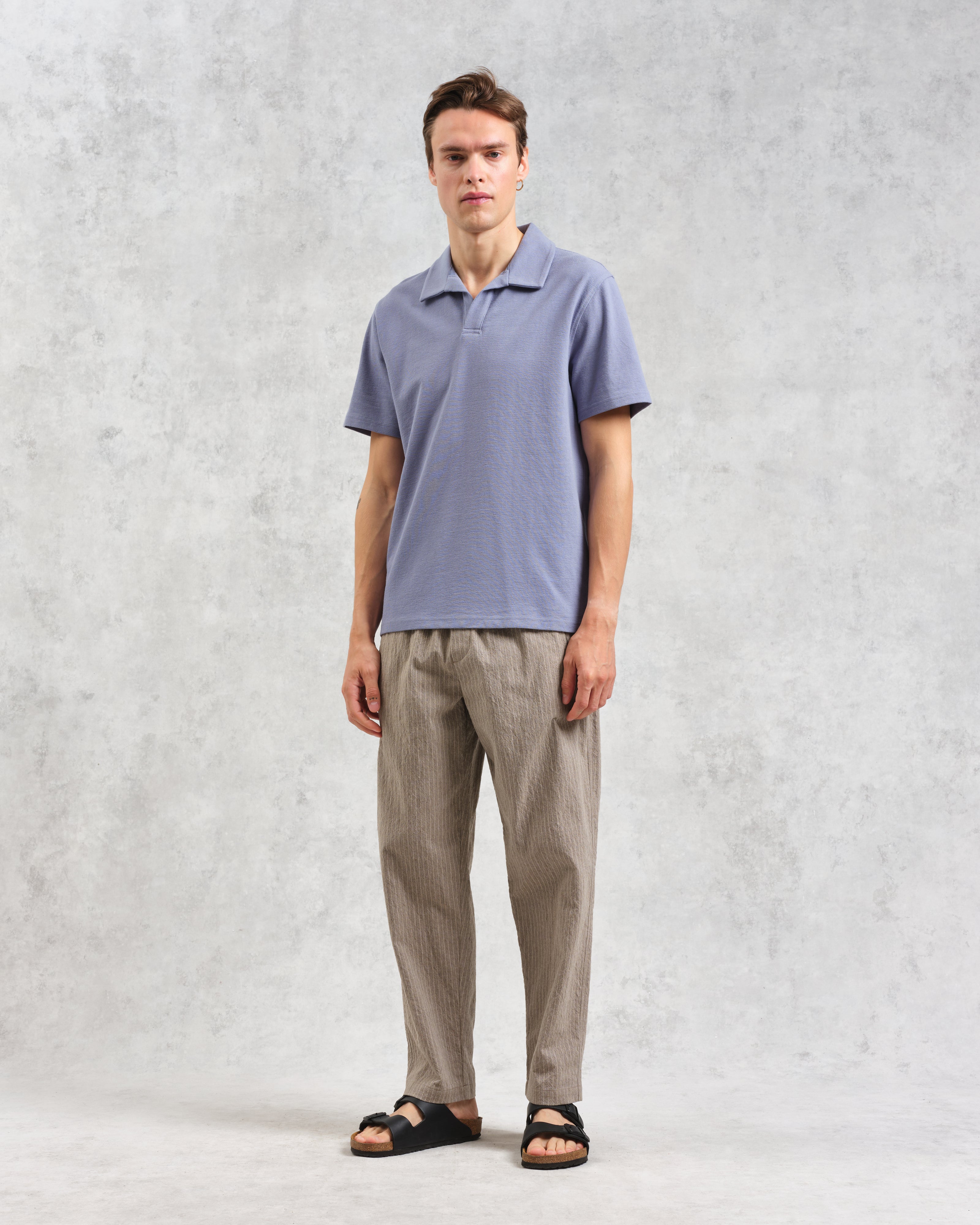 Atwood - Mid Blue Textured Organic Cotton Polo Shirt