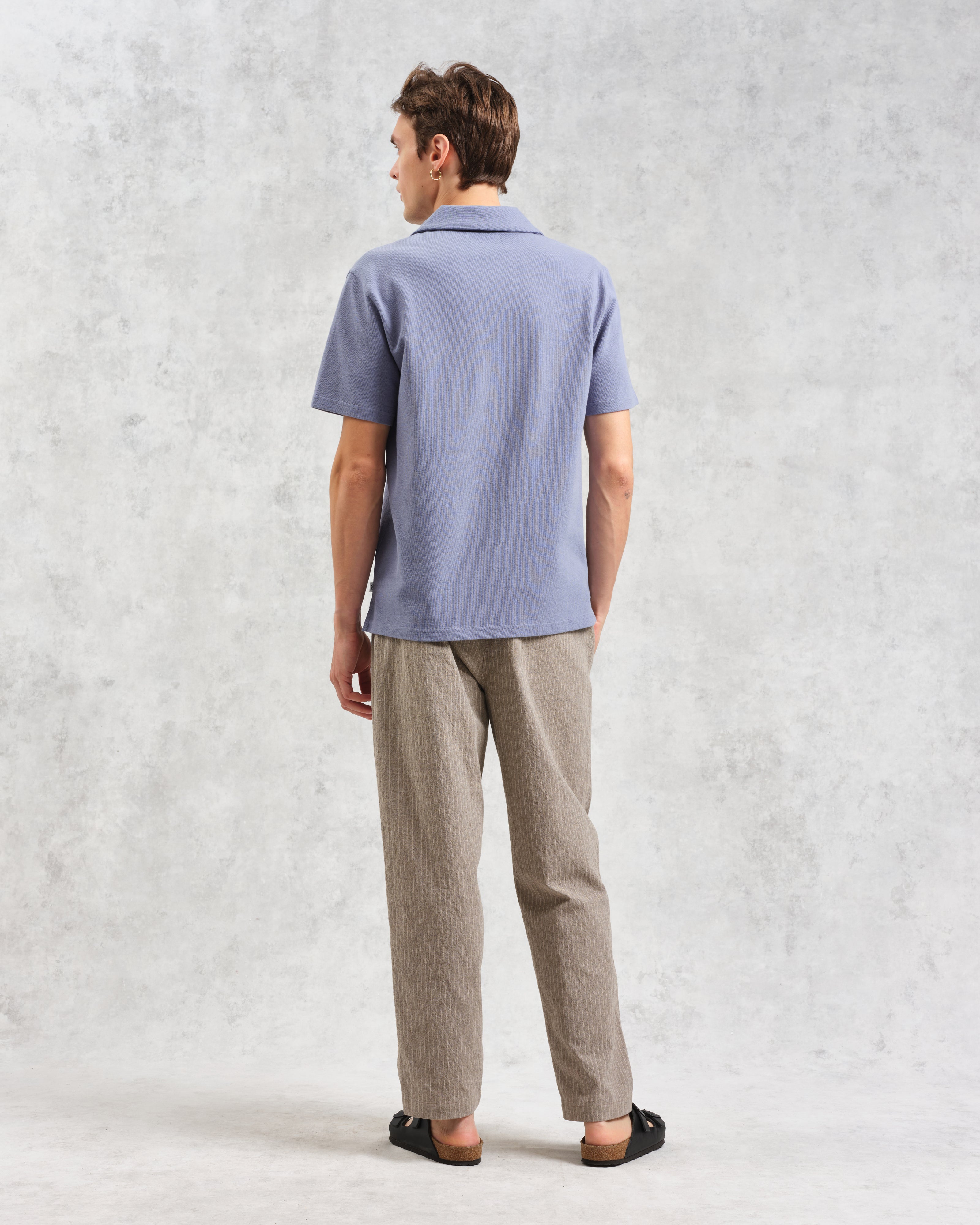 Atwood - Mid Blue Textured Organic Cotton Polo Shirt