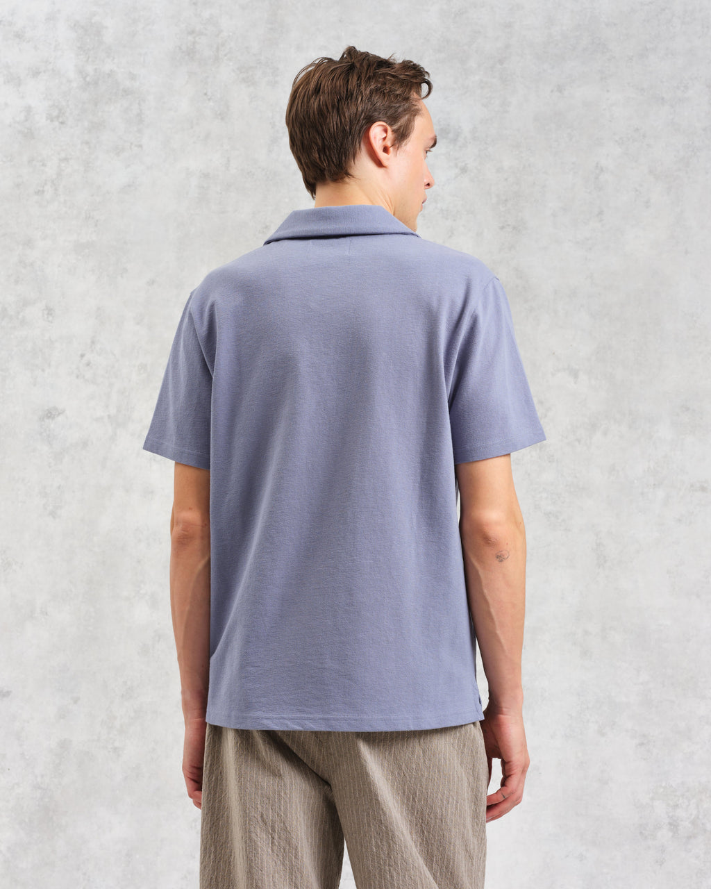 Atwood - Mid Blue Textured Organic Cotton Polo Shirt