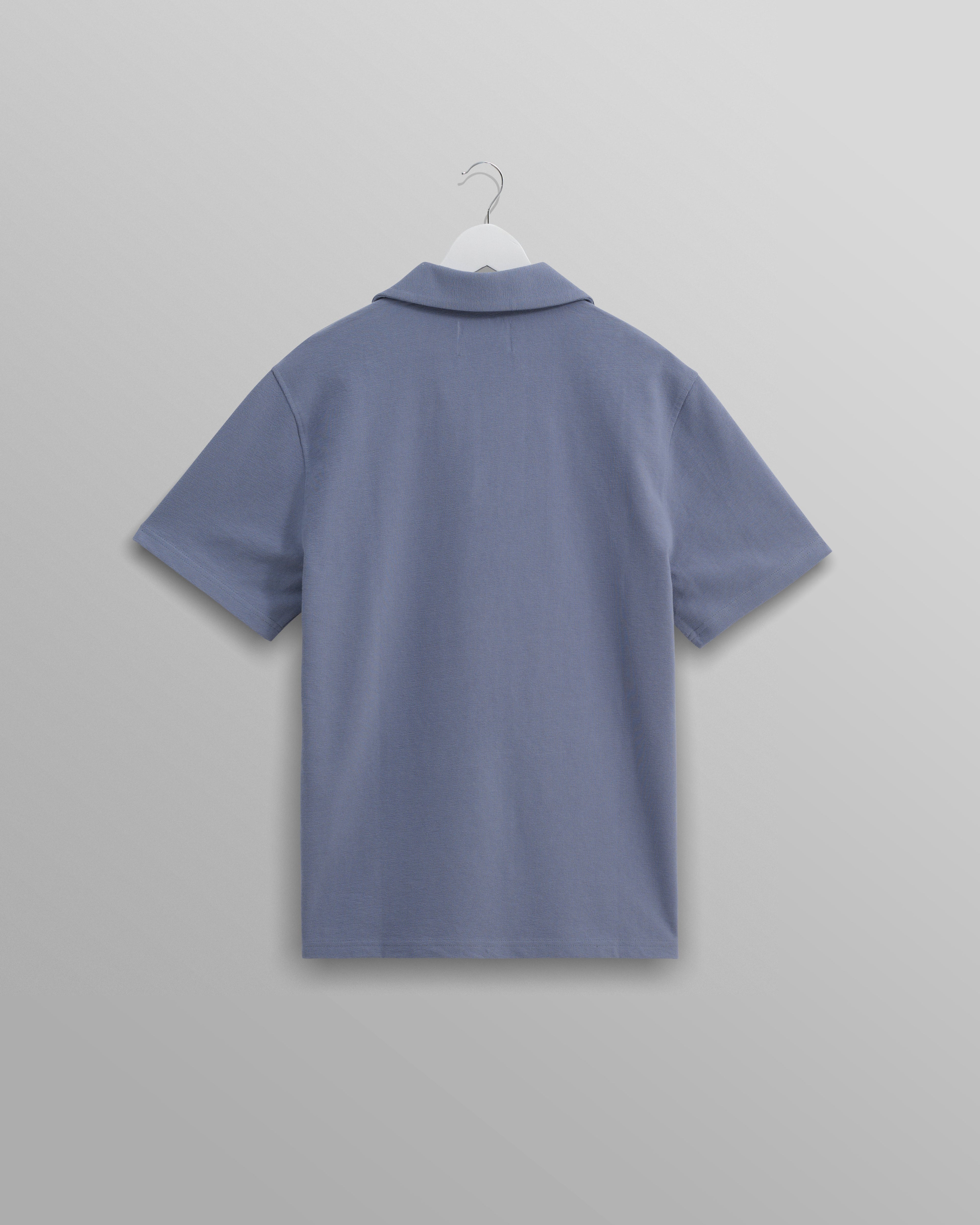 Atwood - Mid Blue Textured Organic Cotton Polo Shirt