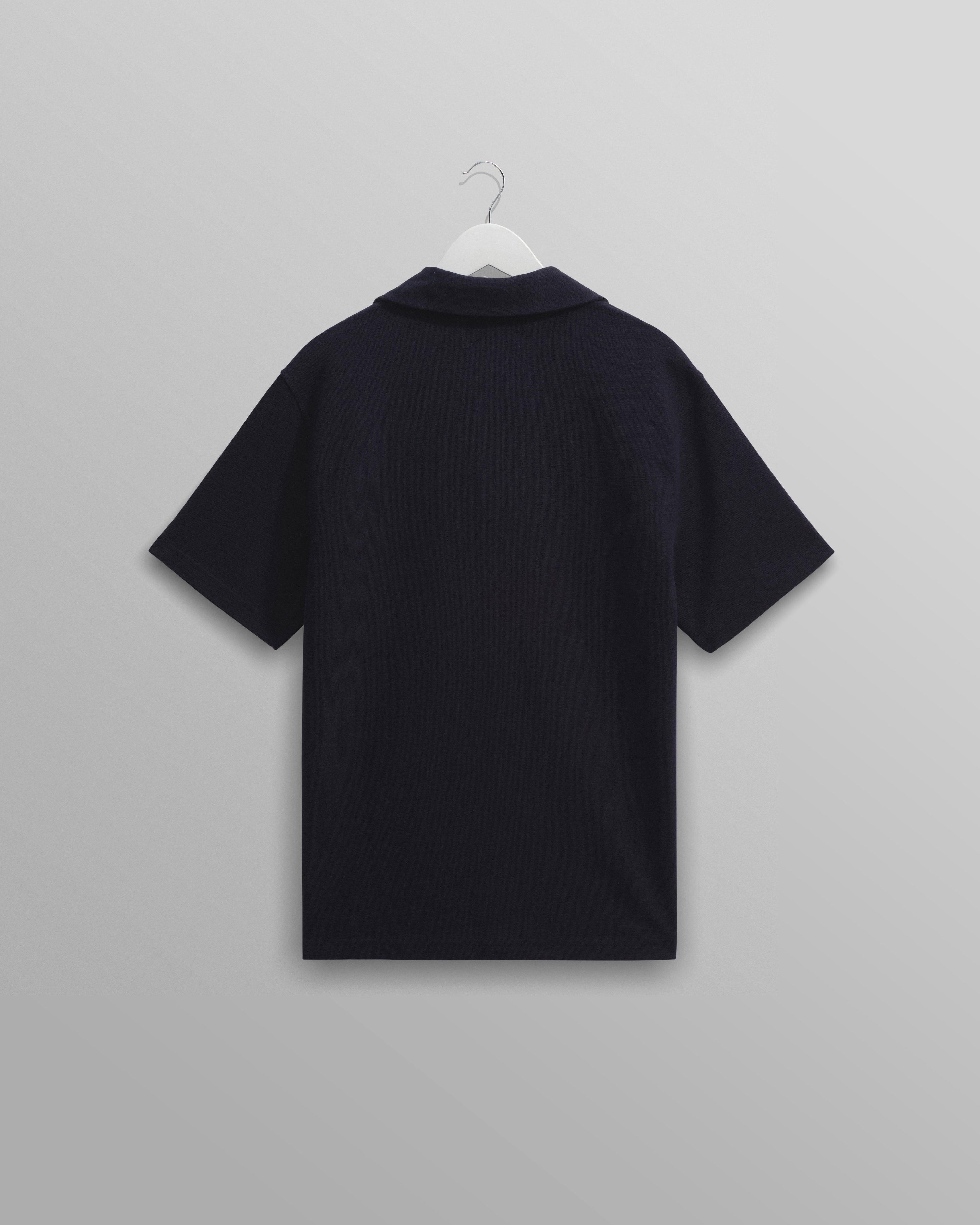 Atwood - Navy Textured Organic Cotton Polo Shirt