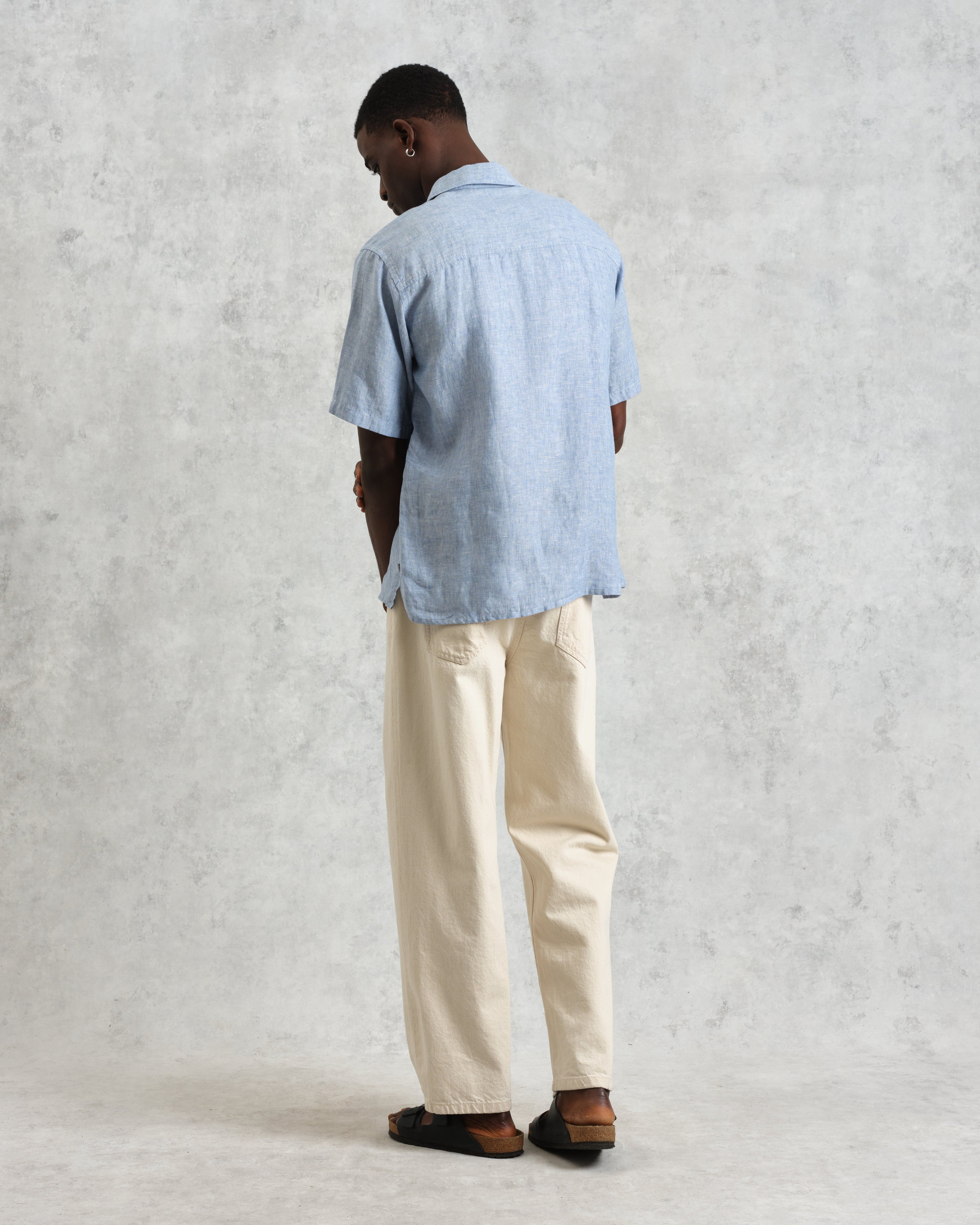 Bartlett - Blue Two-Tone Linen Short-Sleeve Shirt