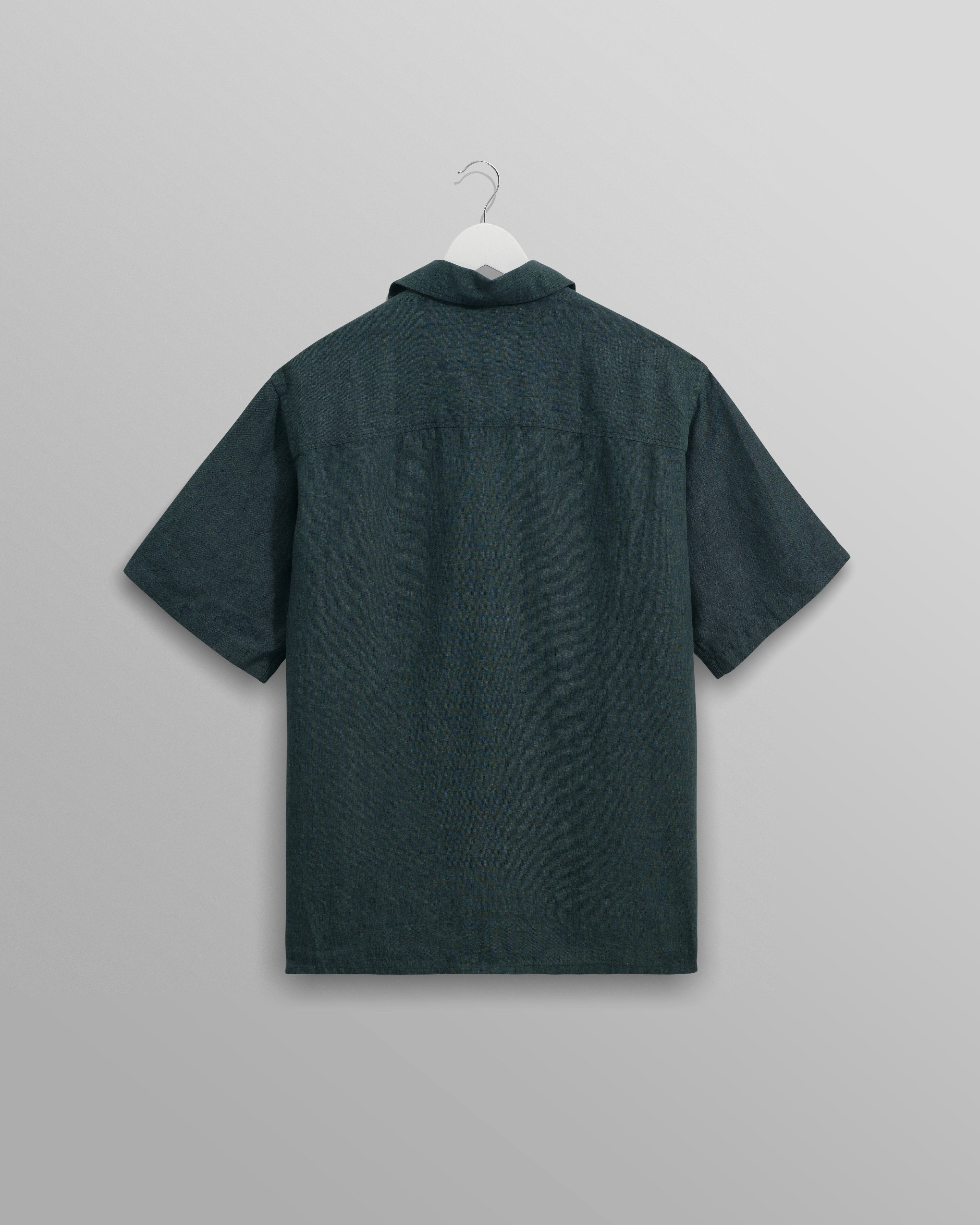 Bartlett - Dark Green Two-Tone Linen Short-Sleeve Shirt