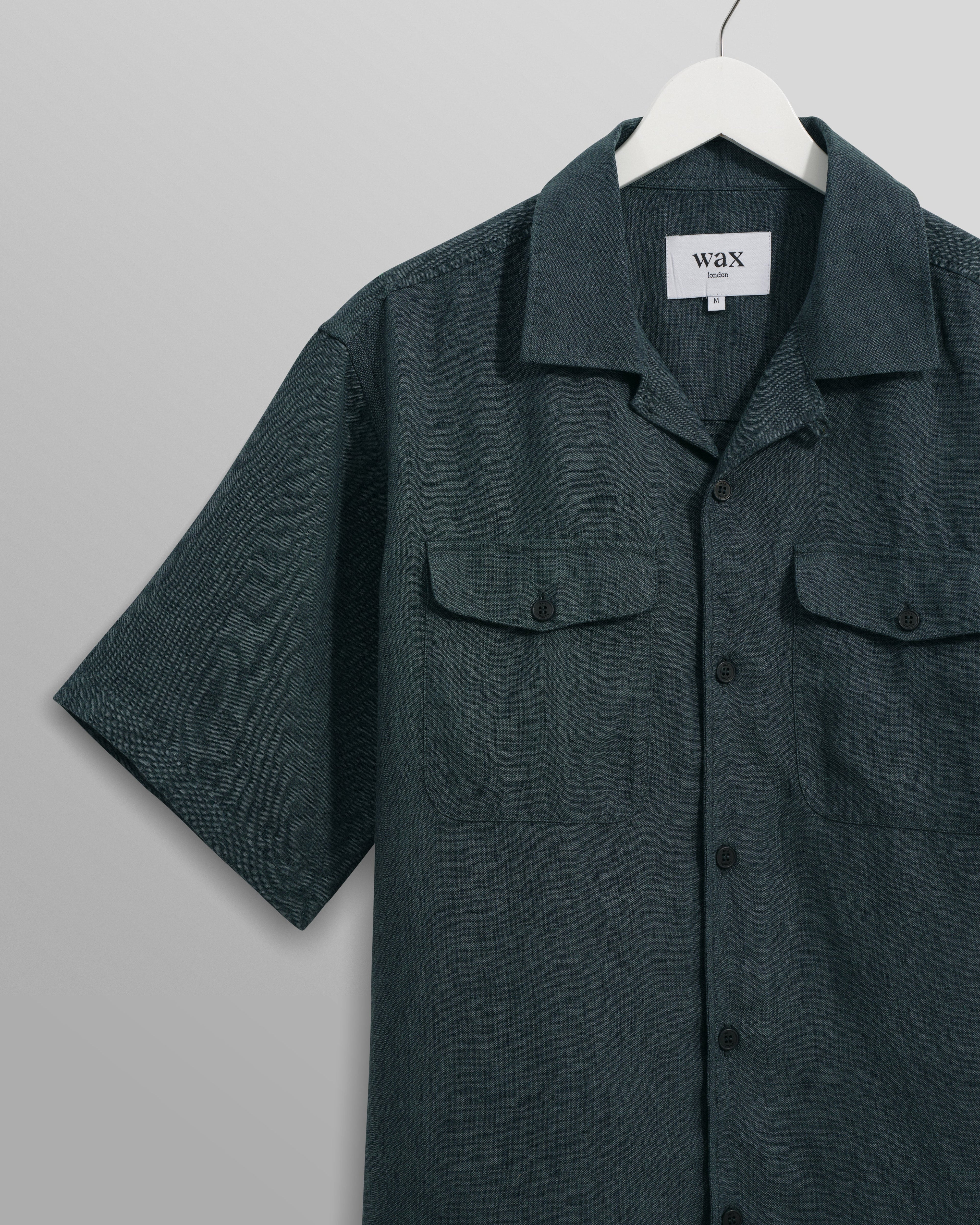 Bartlett - Dark Green Two-Tone Linen Short-Sleeve Shirt