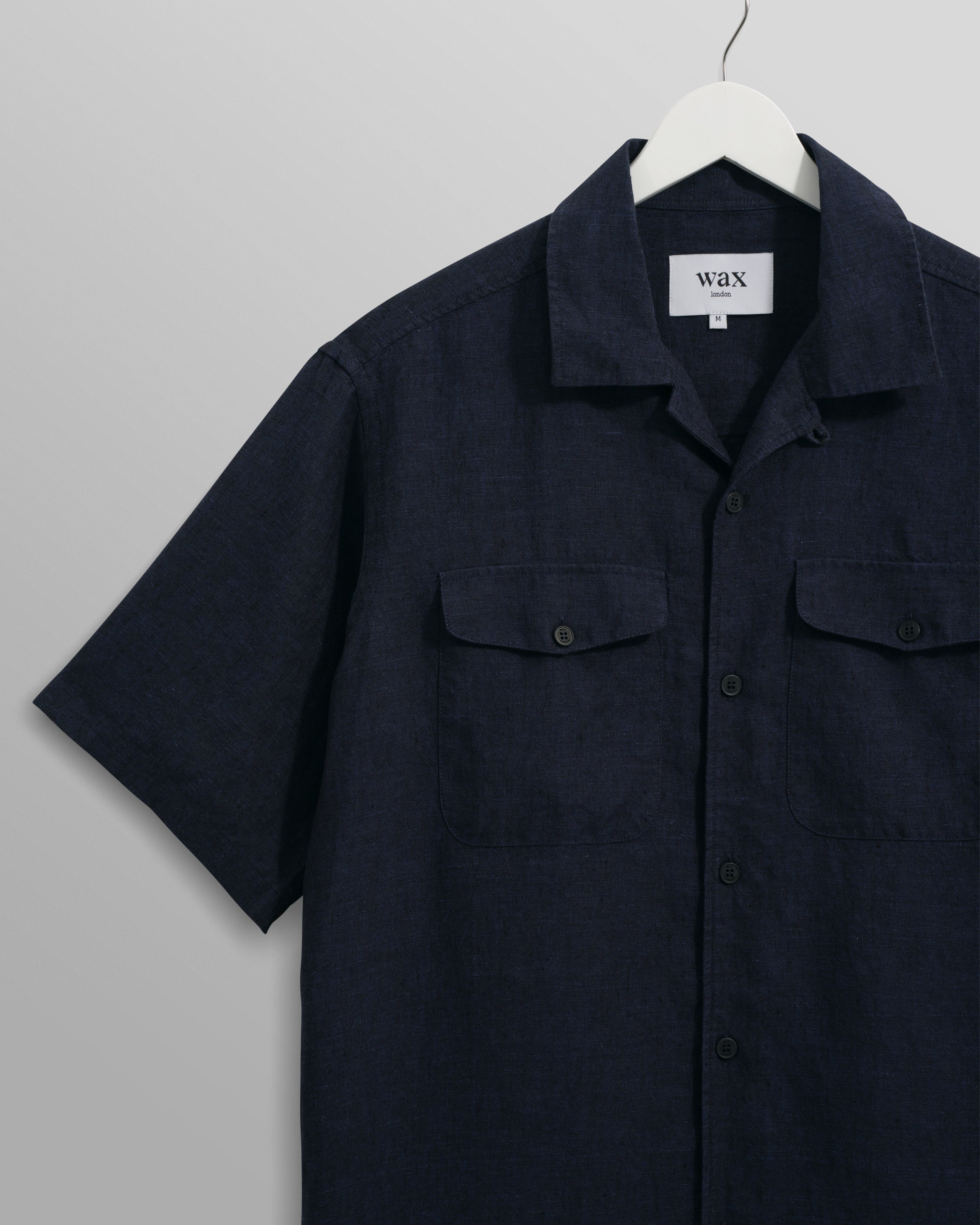 Bartlett - Navy Two-Tone Linen Short-Sleeve Shirt