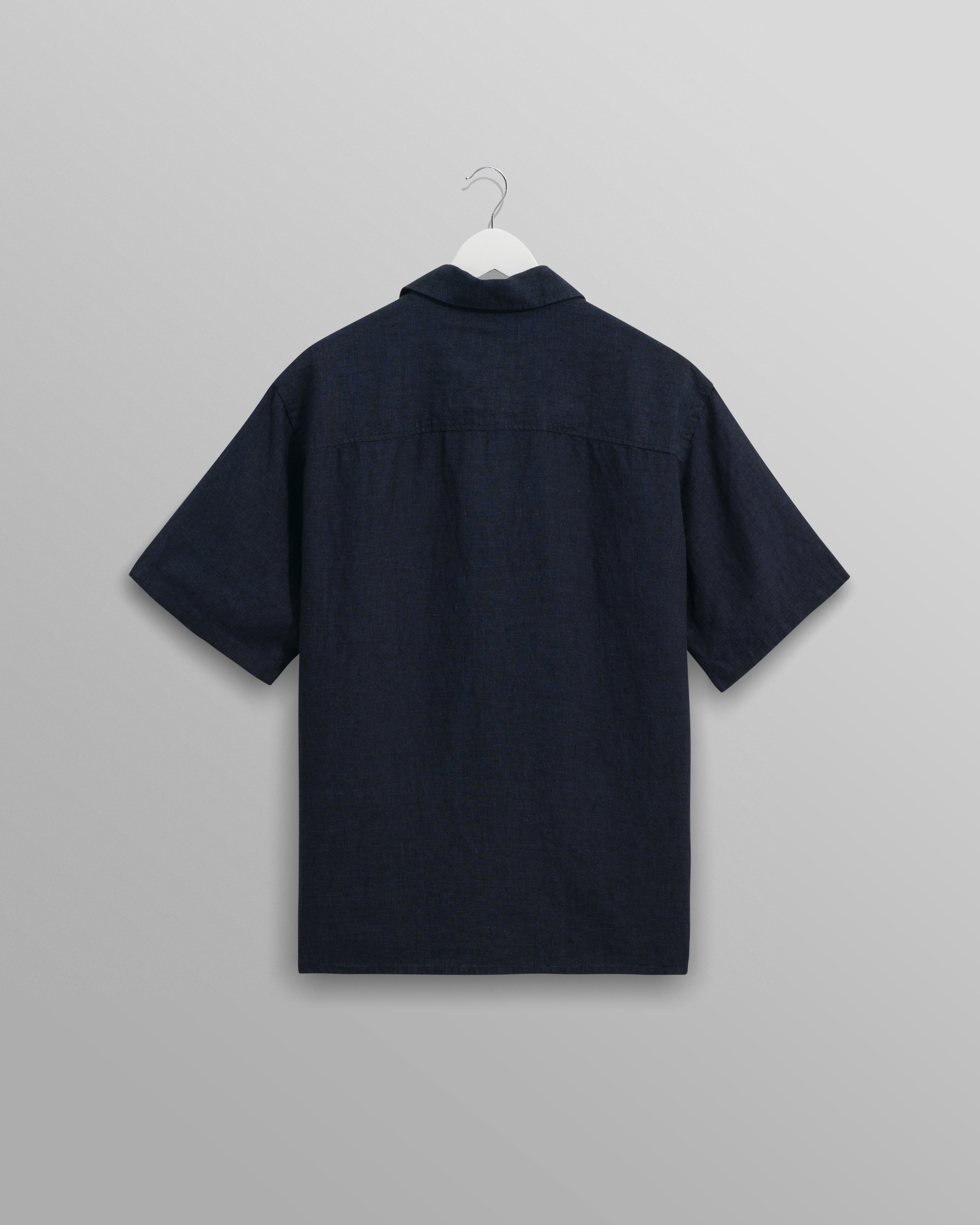 Bartlett - Navy Two-Tone Linen Short-Sleeve Shirt