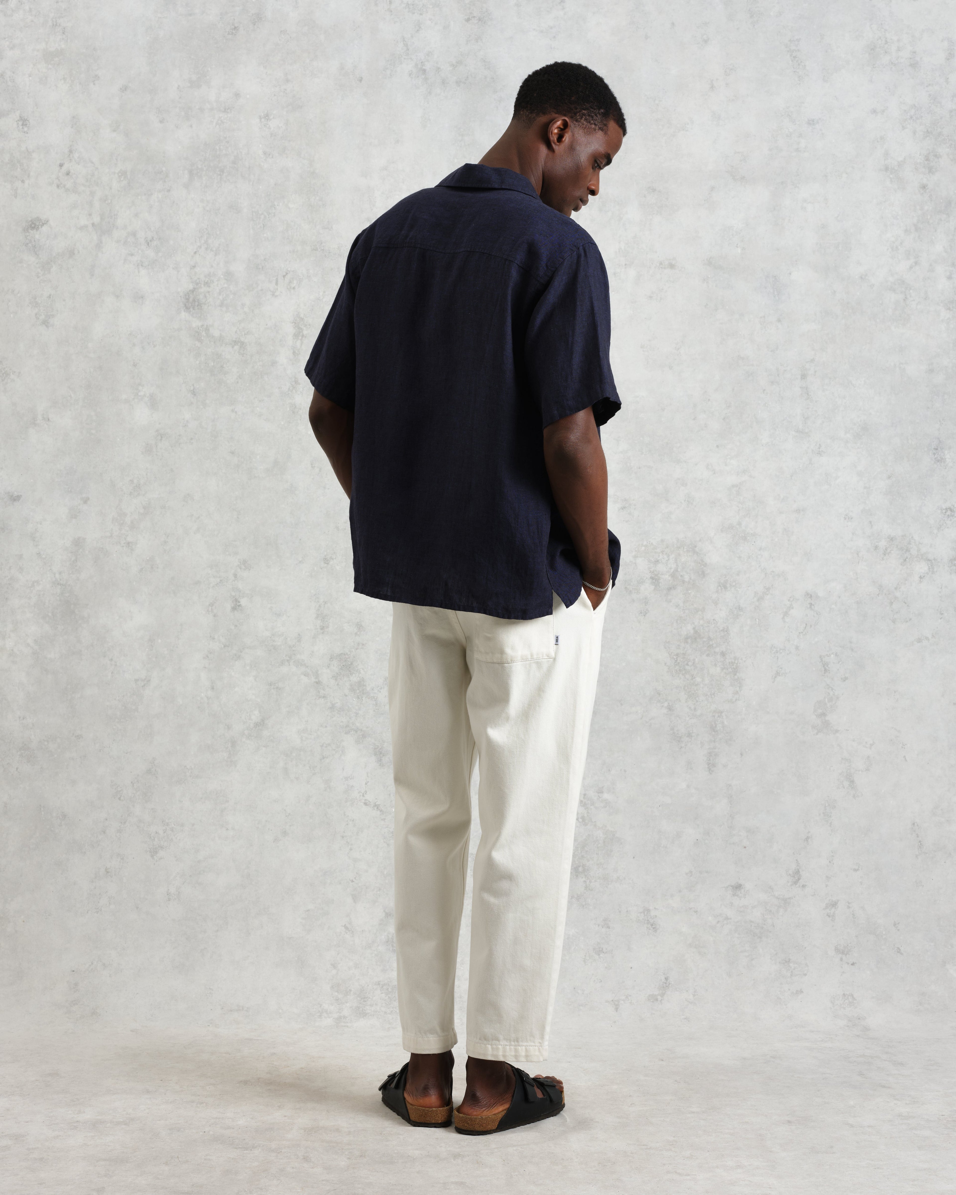 Bartlett - Navy Two-Tone Linen Short-Sleeve Shirt