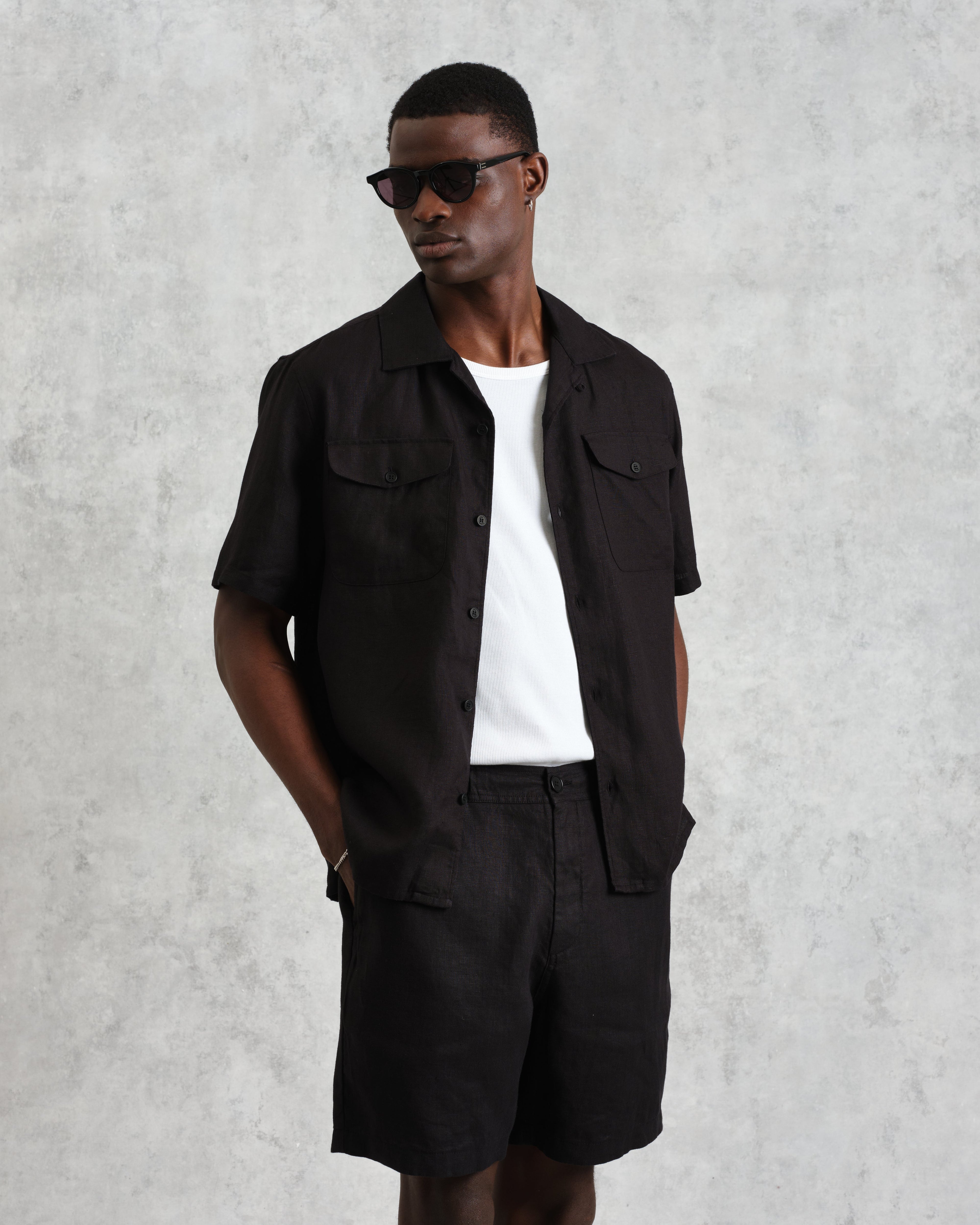Bartlett - Washed Black Linen Short-Sleeve Shirt