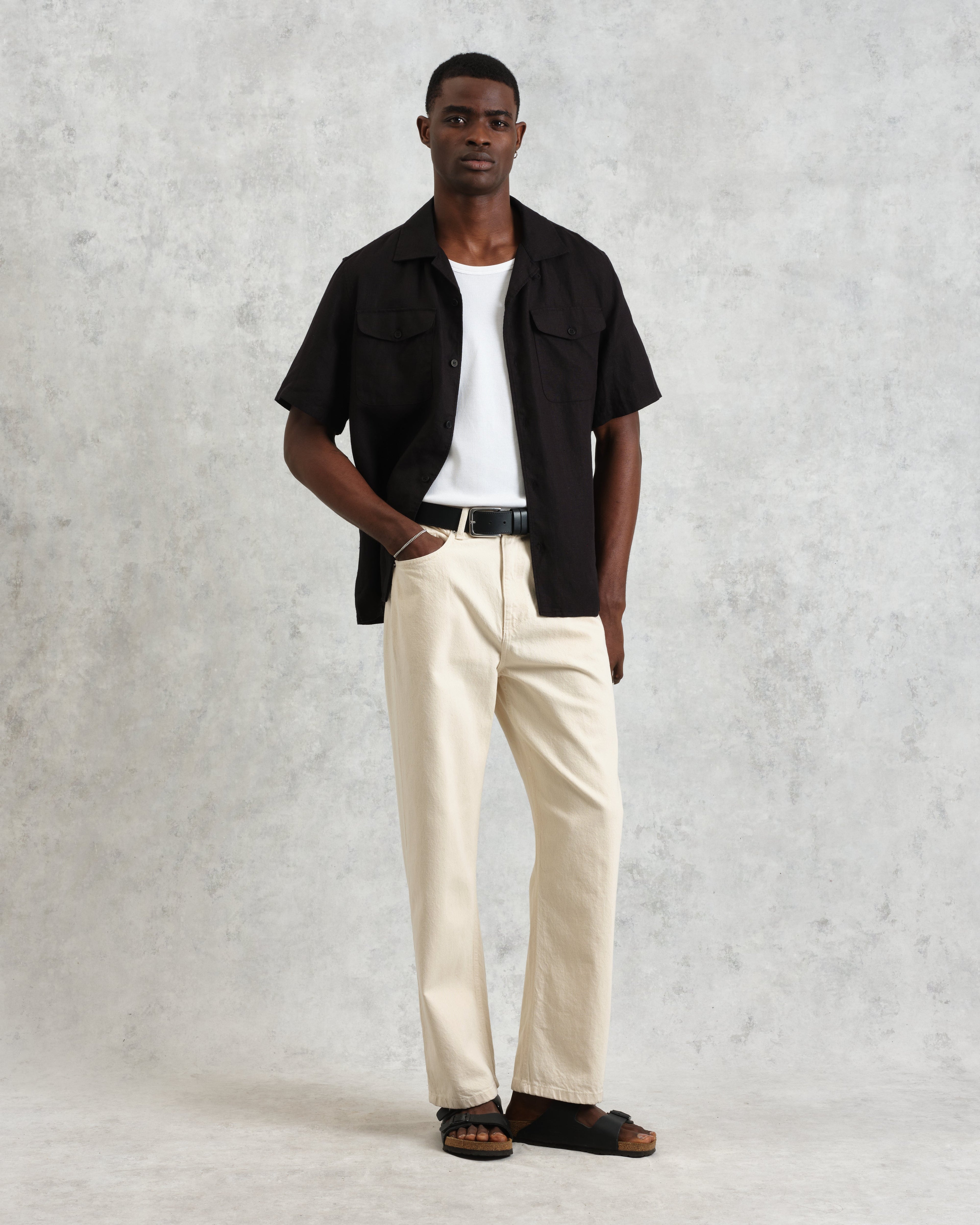 Bartlett - Washed Black Linen Short-Sleeve Shirt