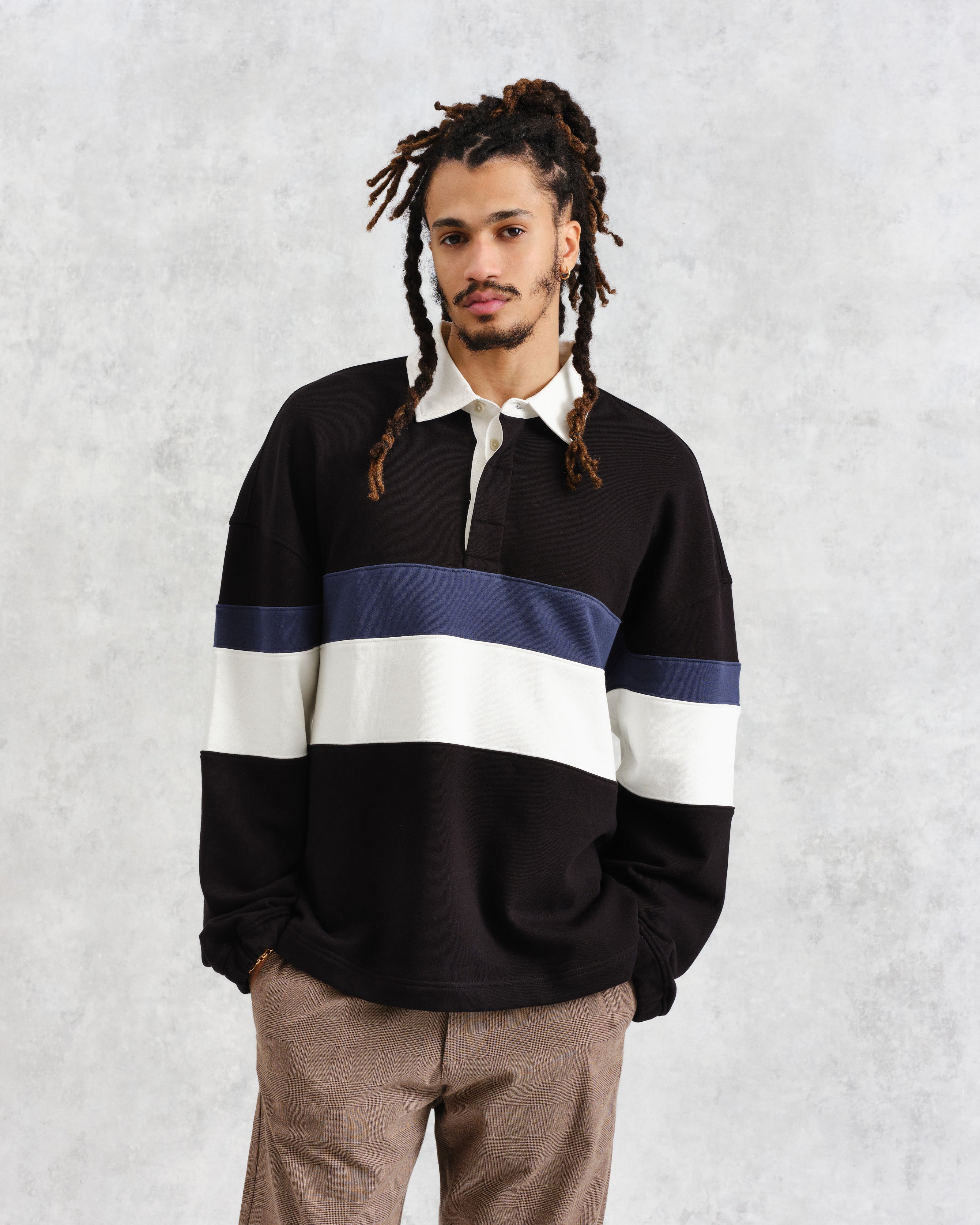 Bow - Black Striped Organic Cotton Rugby Shirt