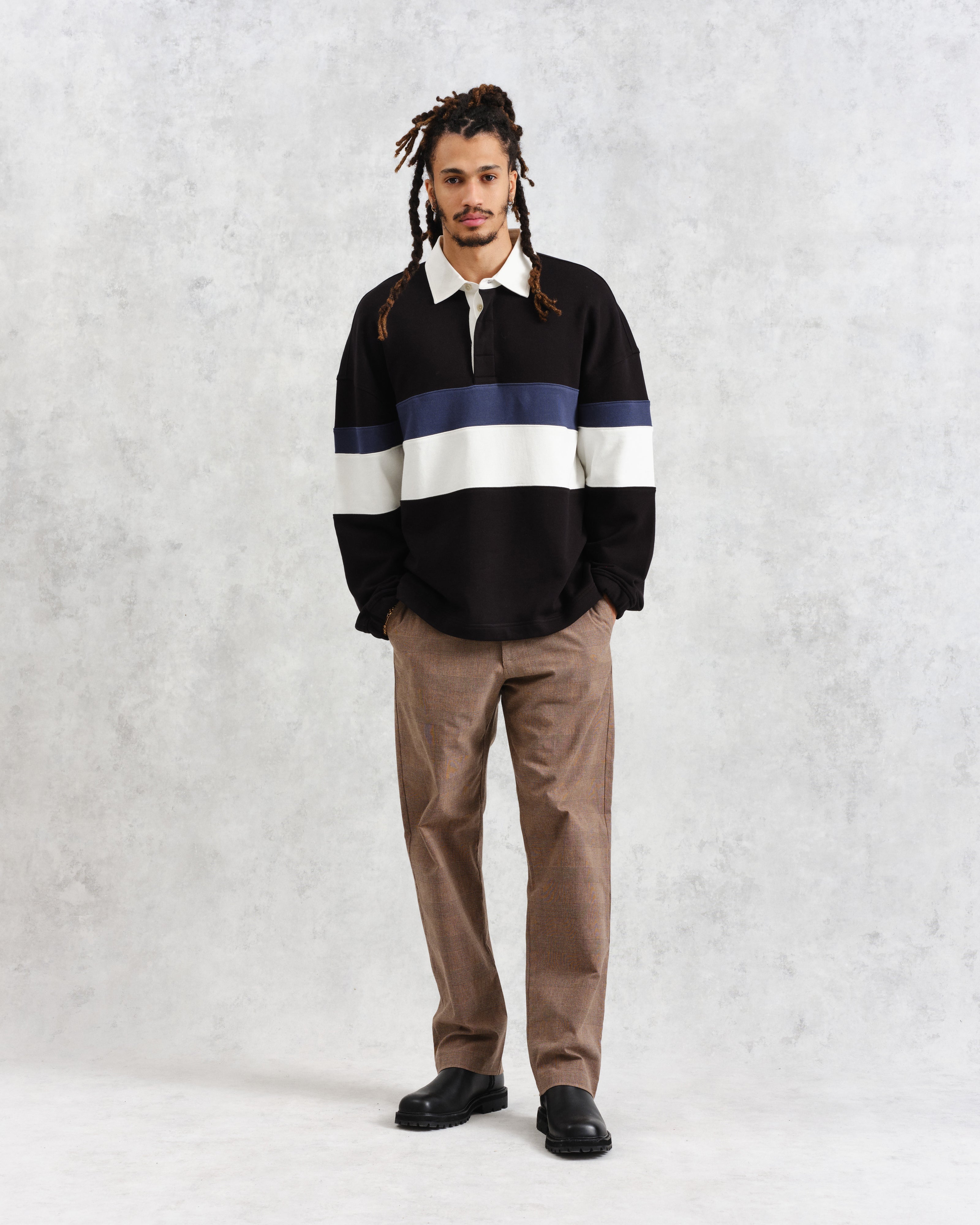 Bow - Black Striped Organic Cotton Rugby Shirt