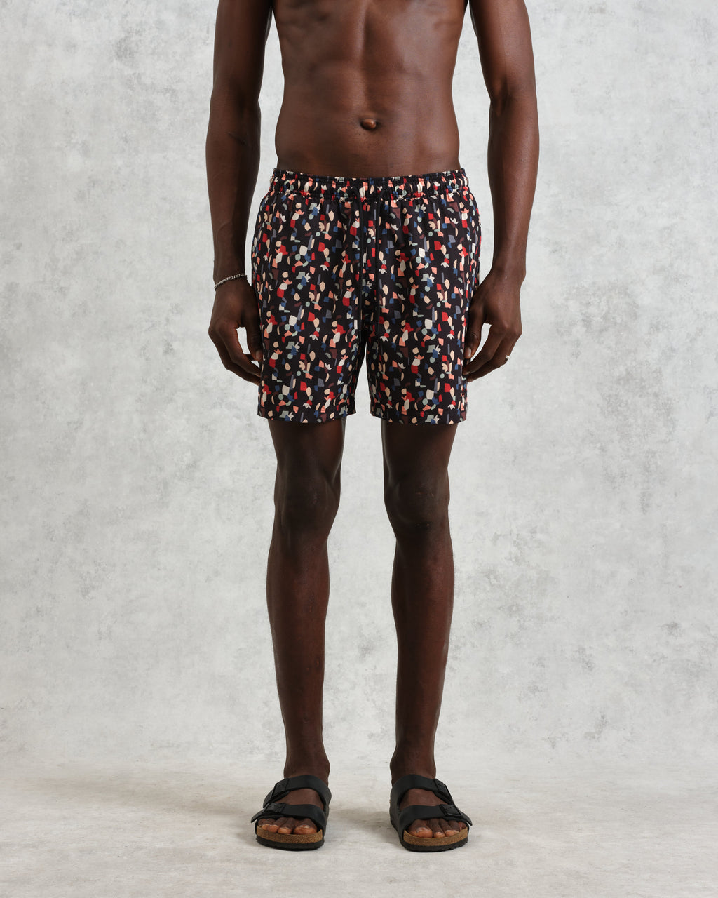 Brockwell - Black Geometric Logo Swim Shorts