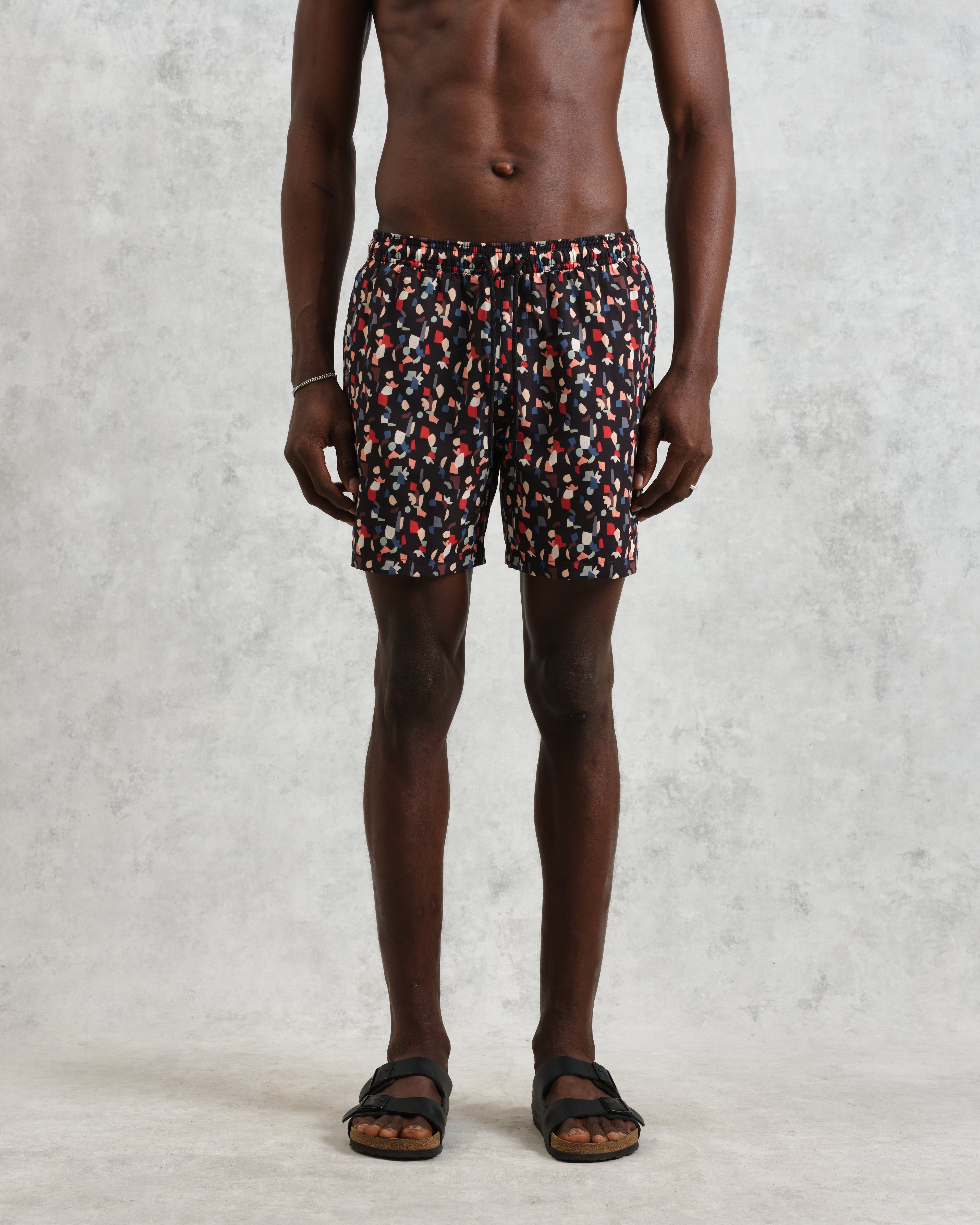 Brockwell - Black Geometric Logo Swim Shorts