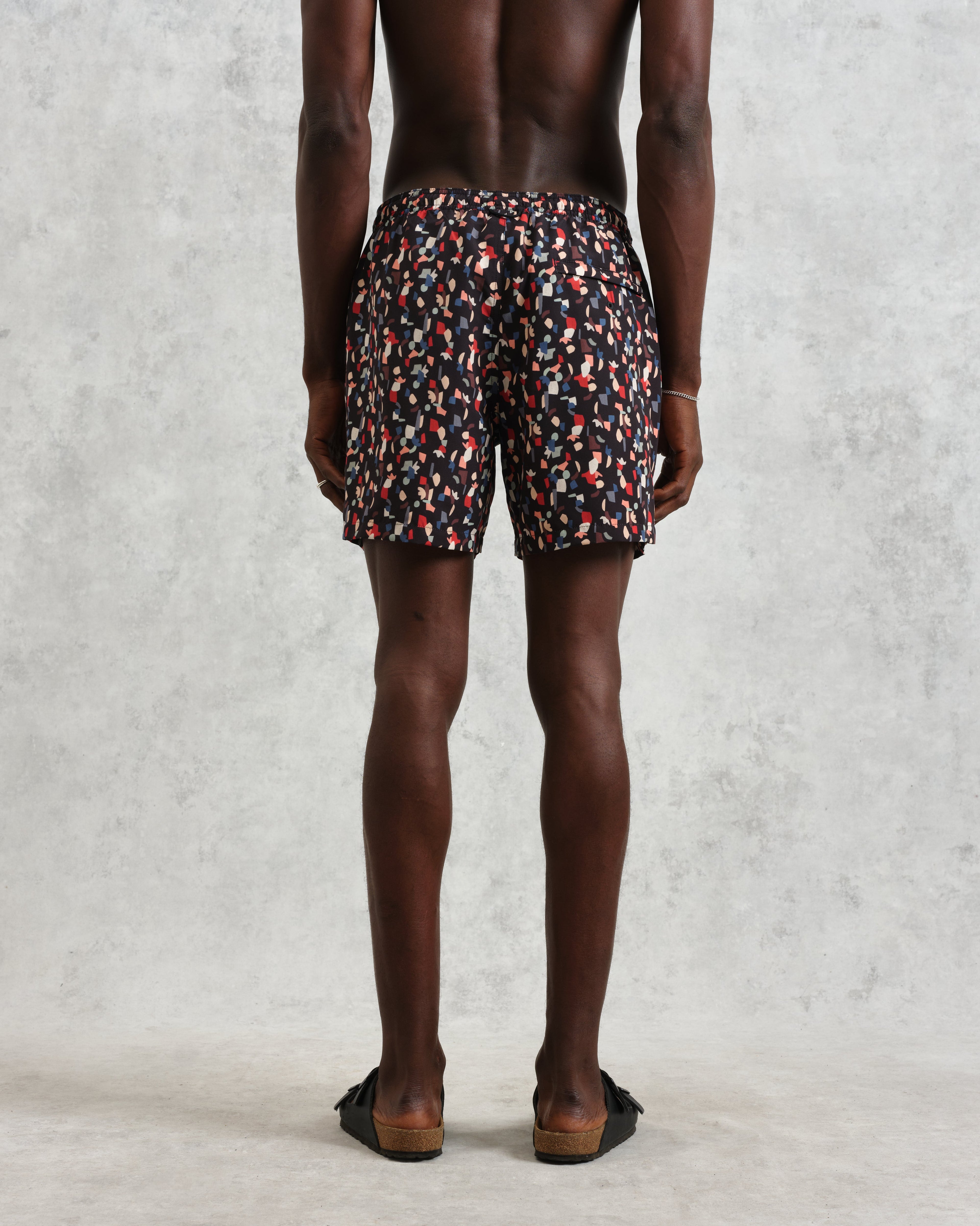 Brockwell - Black Geometric Logo Swim Shorts