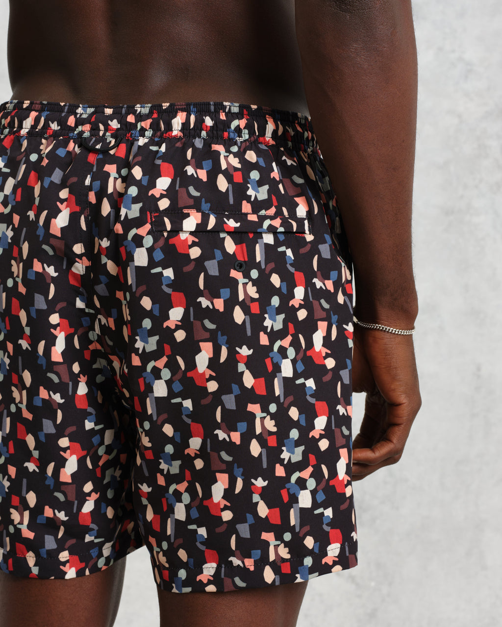 Brockwell - Black Geometric Logo Swim Shorts