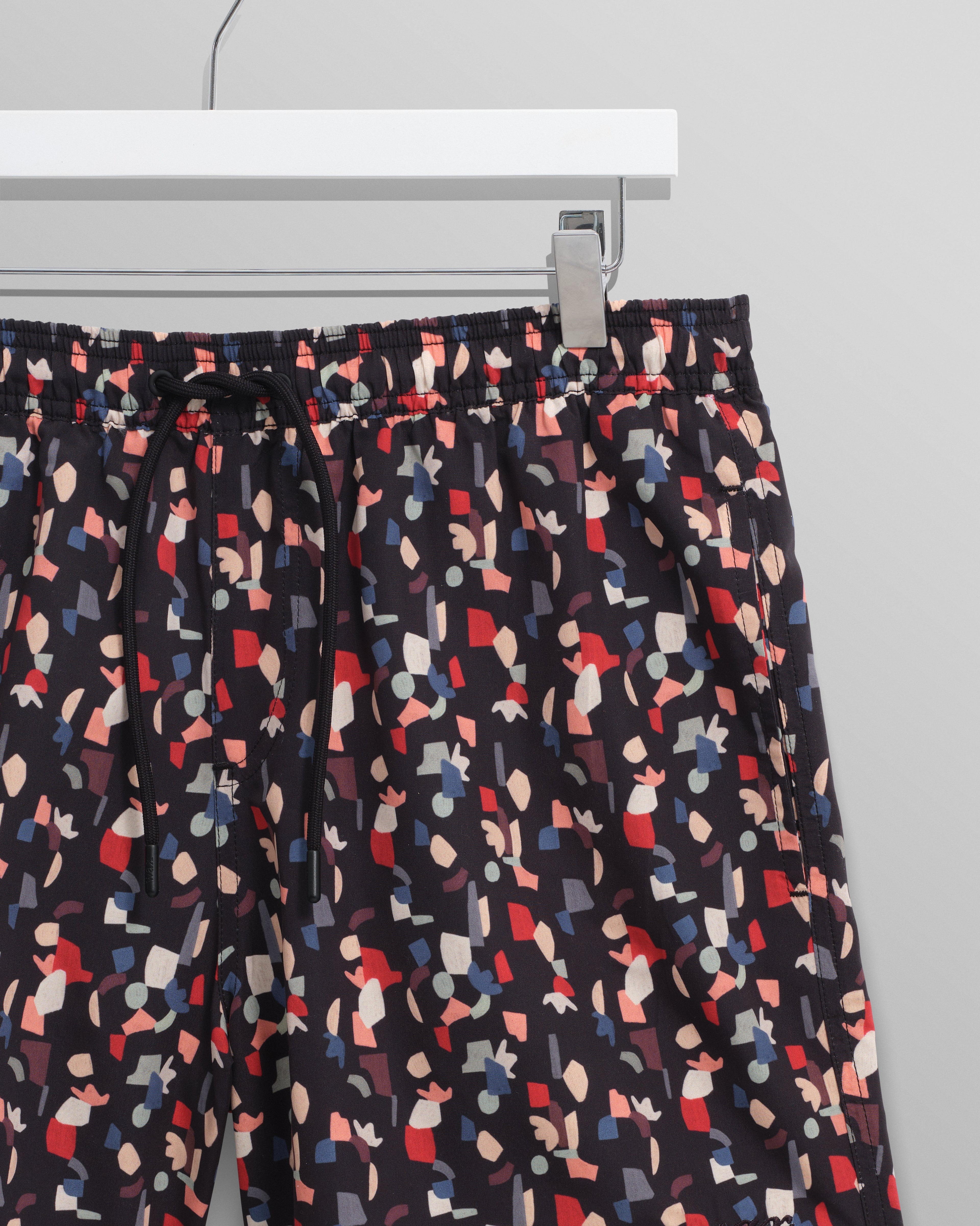 Brockwell - Black Geometric Logo Swim Shorts