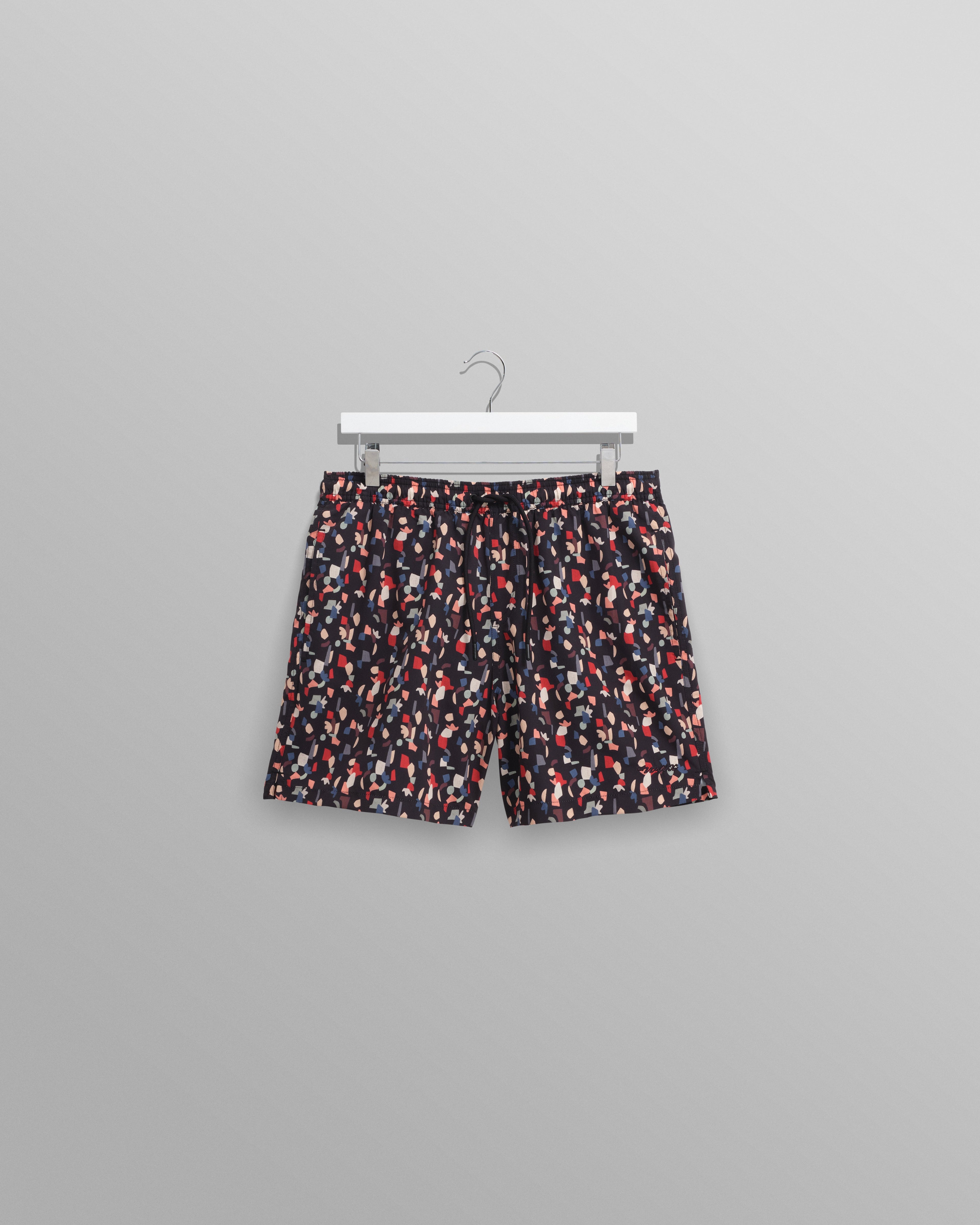Brockwell - Black Geometric Logo Swim Shorts