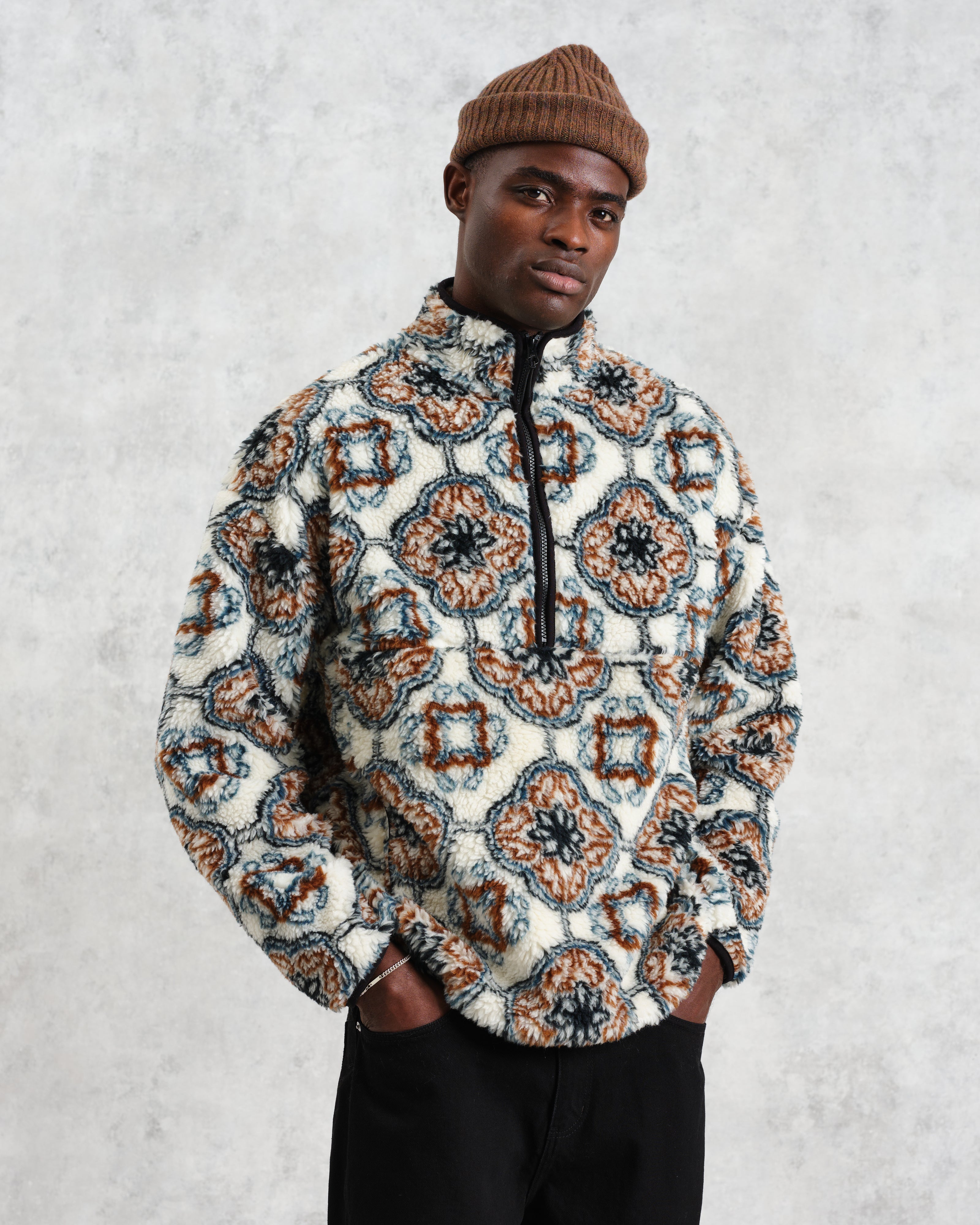 Camley - Ecru Tile Print Fleece