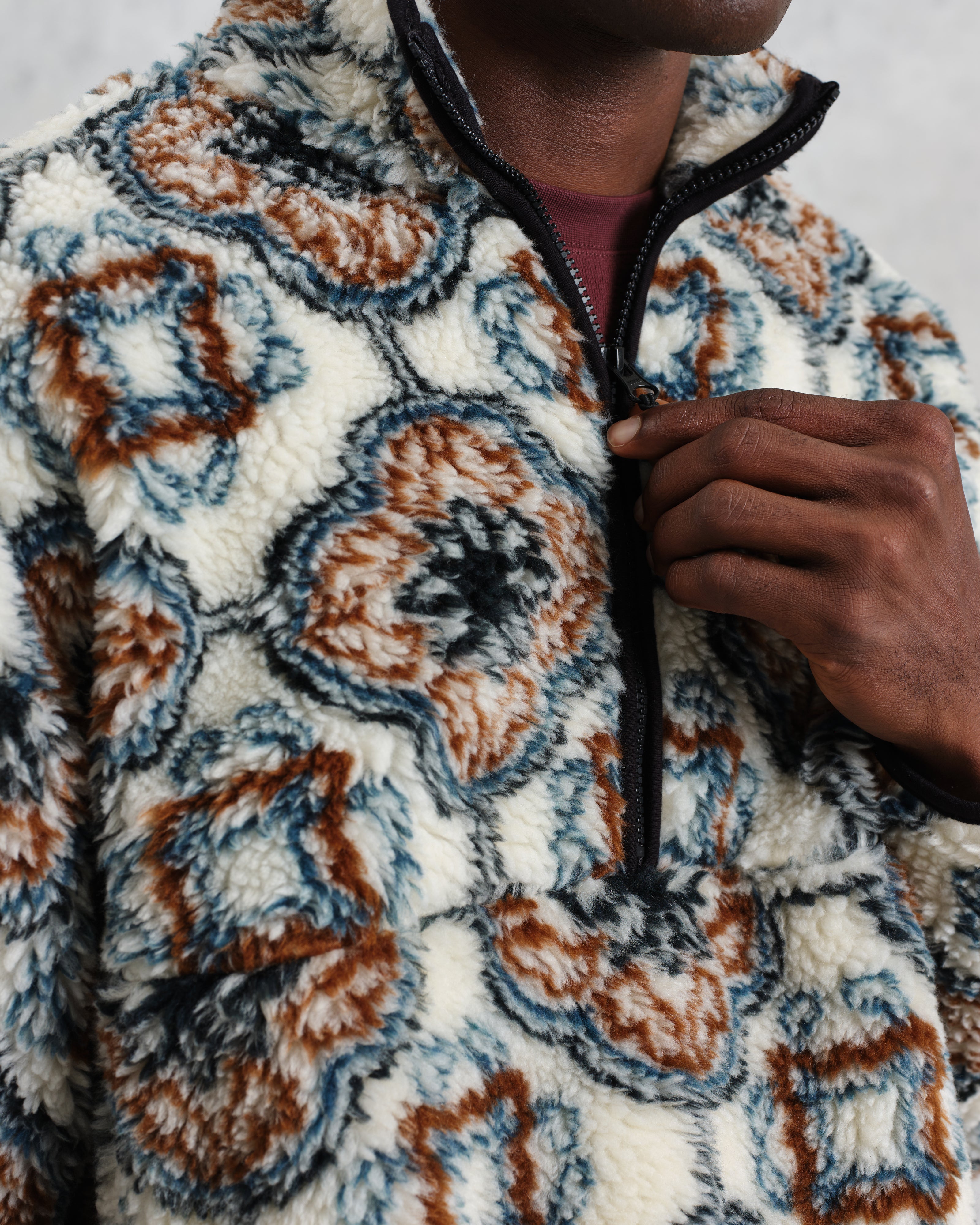 Camley - Ecru Tile Print Fleece