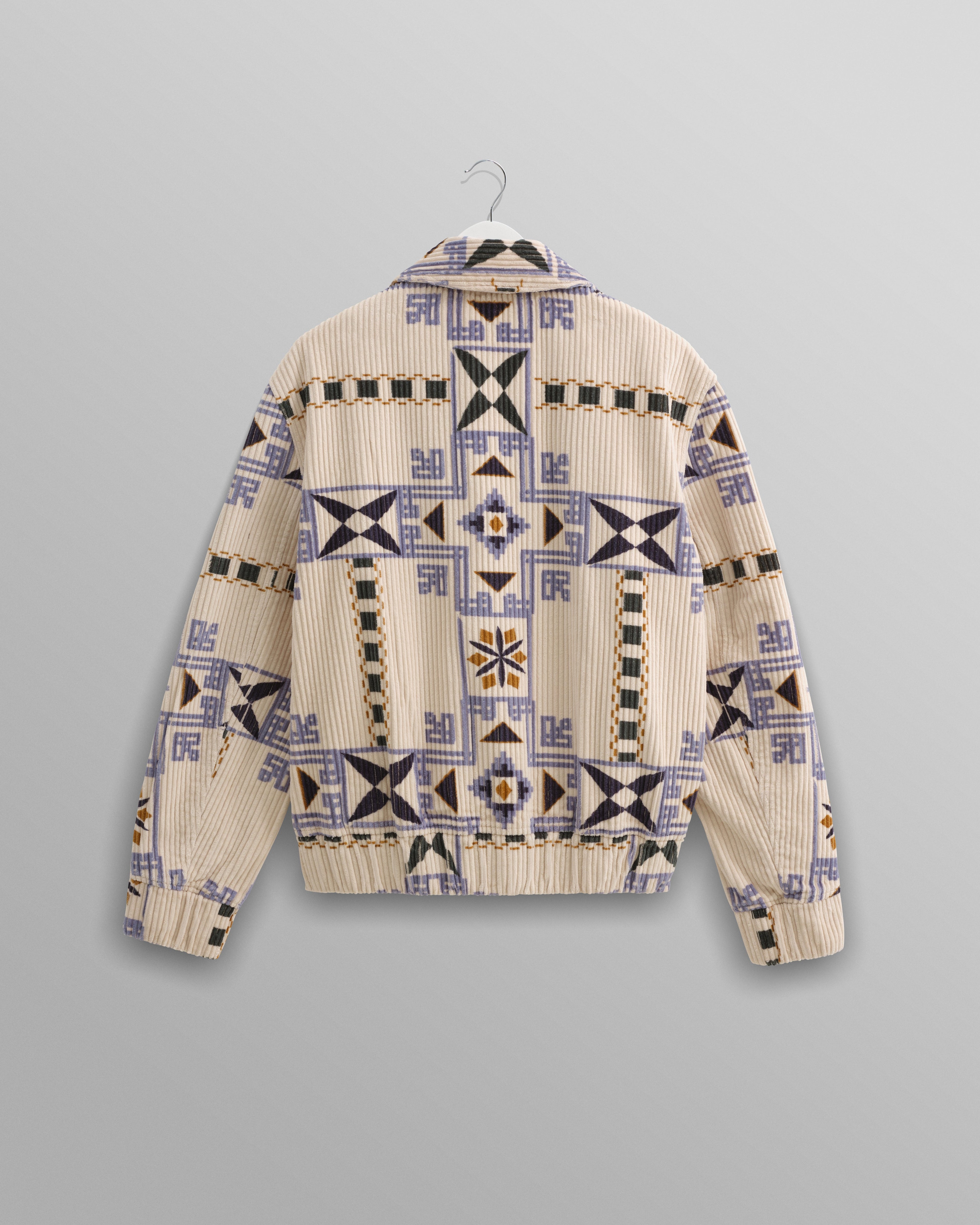 Cartha - Ecru Geometric Corduroy Jacket