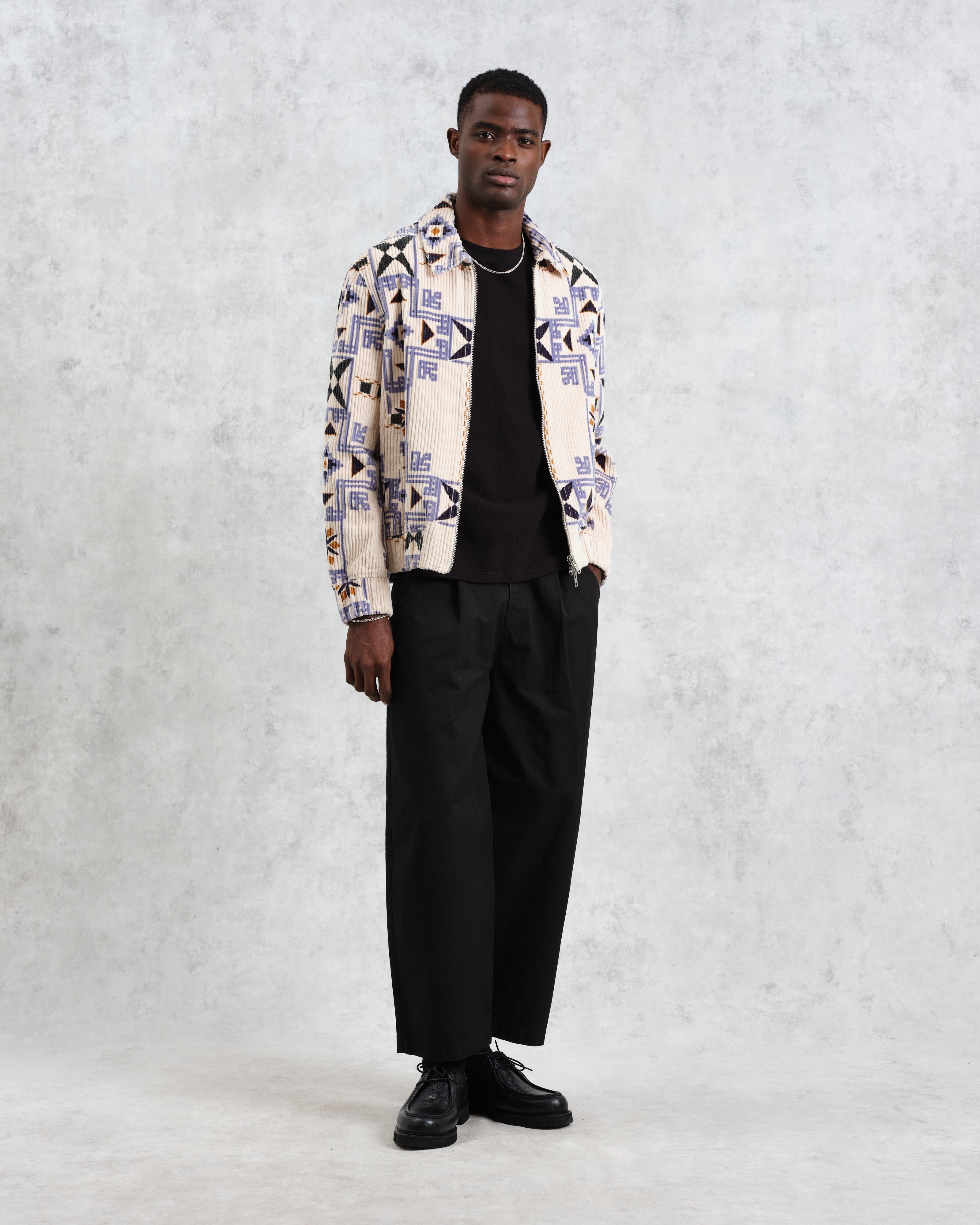 Cartha - Ecru Geometric Corduroy Jacket