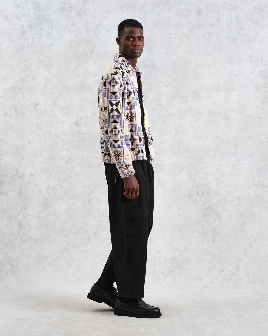 Cartha - Ecru Geometric Corduroy Jacket