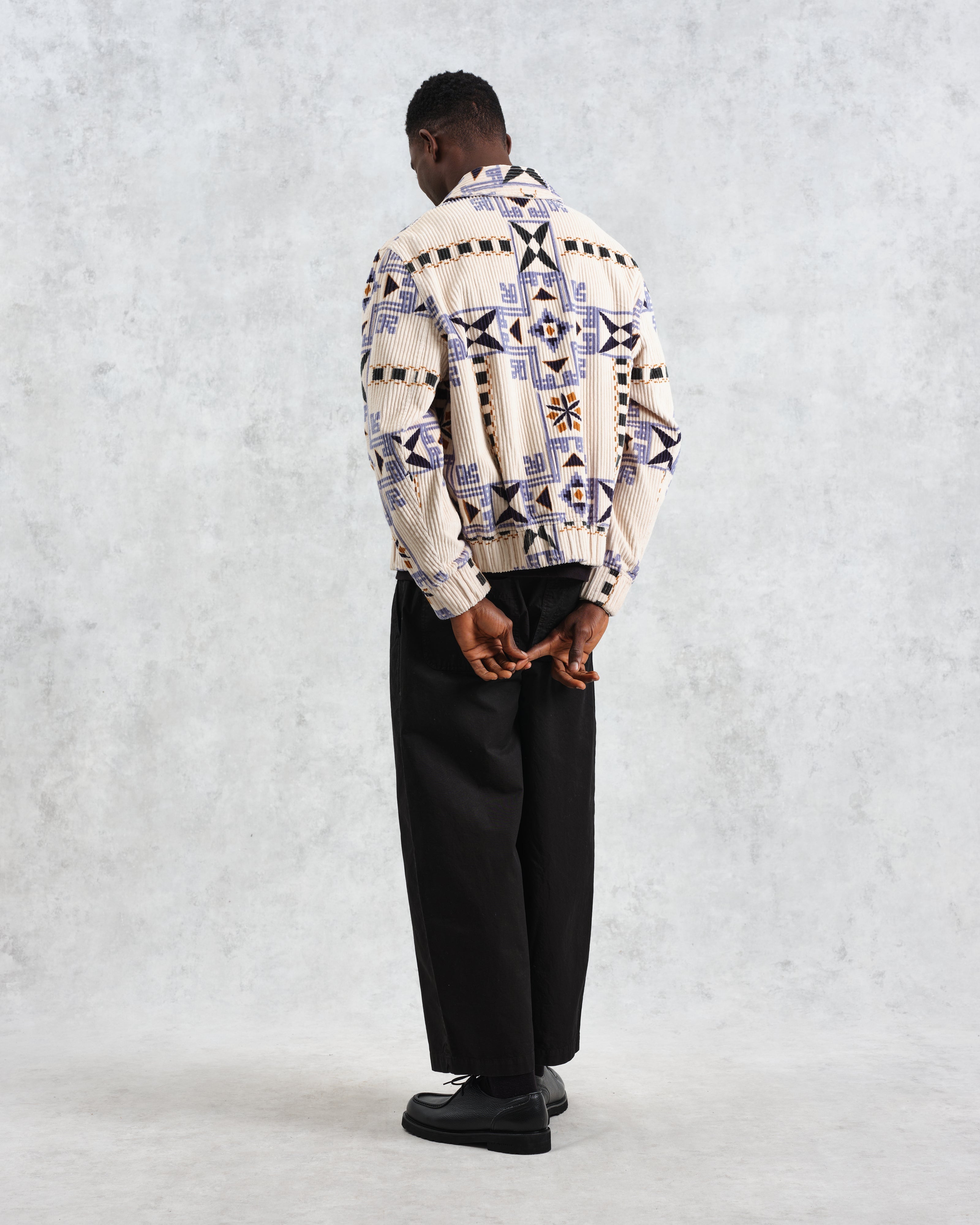 Cartha - Ecru Geometric Corduroy Jacket