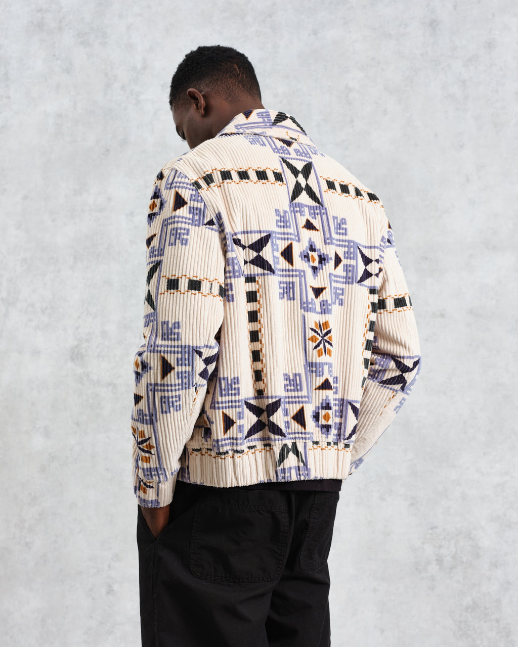 Cartha - Ecru Geometric Corduroy Jacket