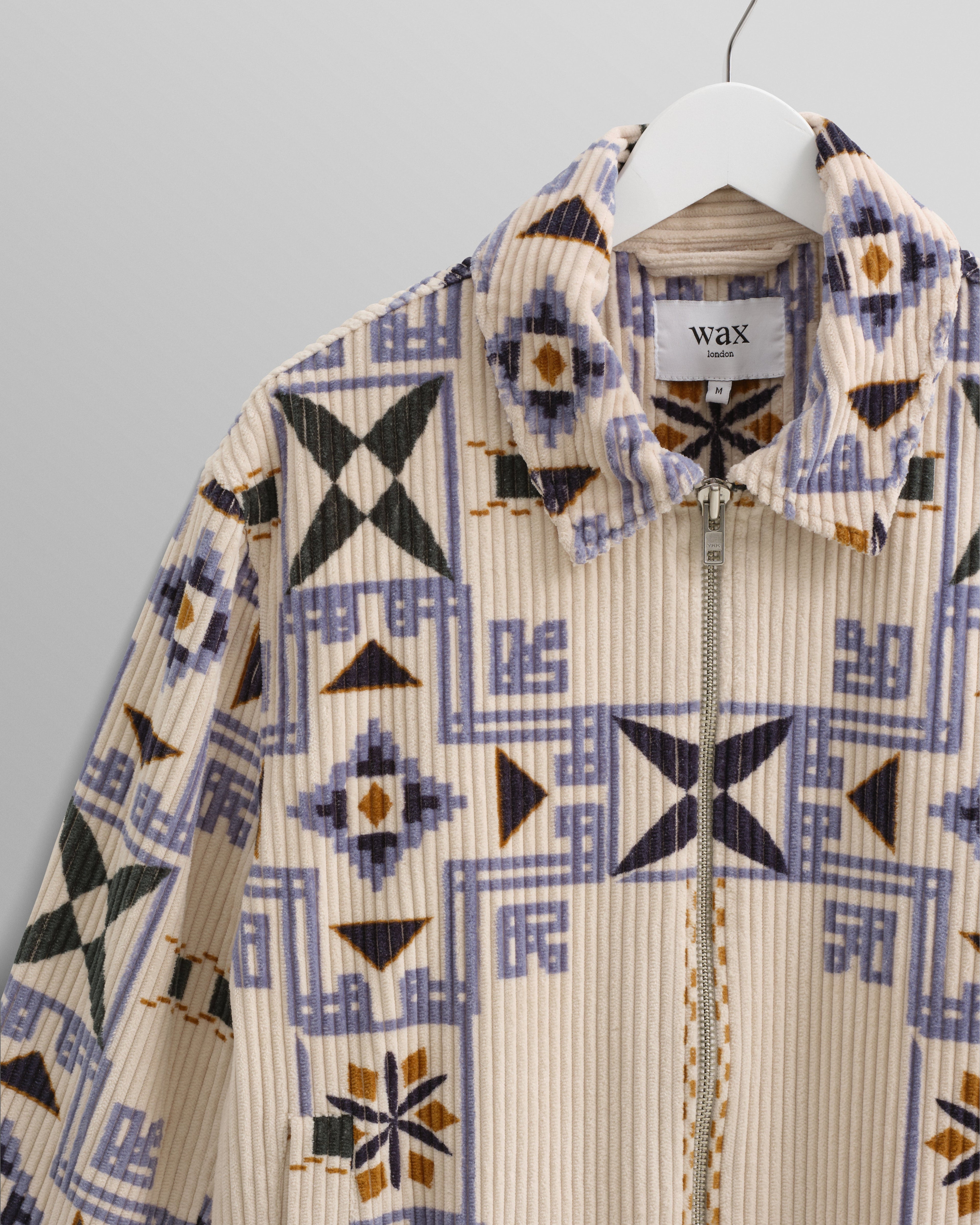Cartha - Ecru Geometric Corduroy Jacket