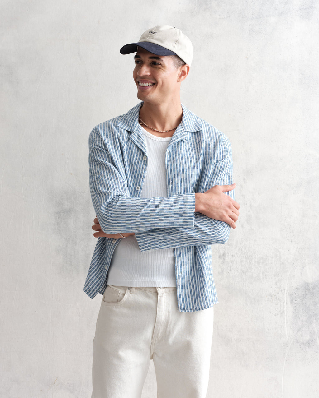 Corey - Blue And White Twisted Stripe Cotton Shirt