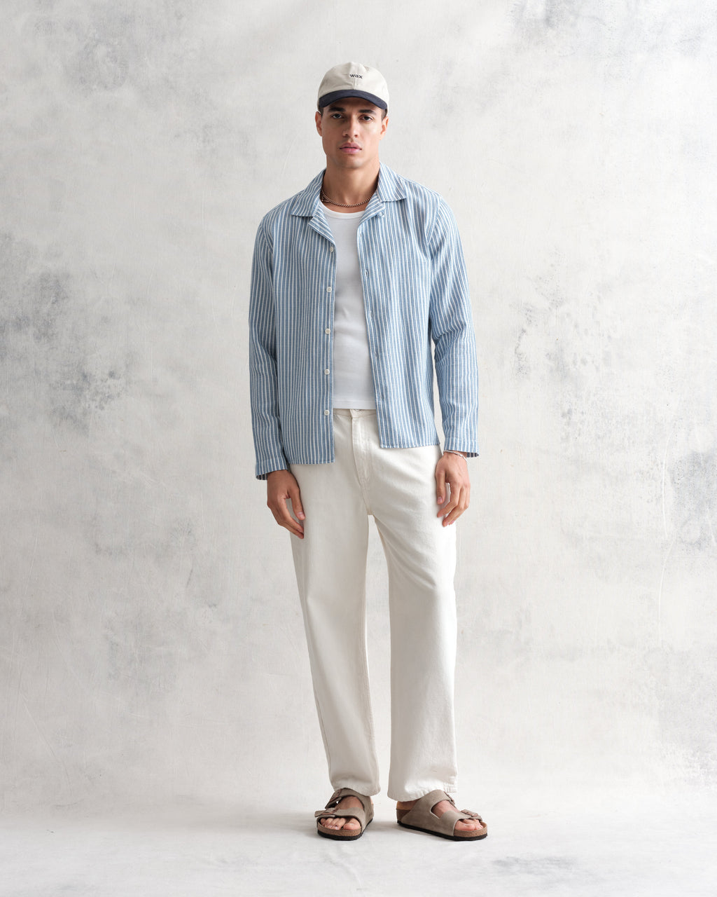 Corey - Blue And White Twisted Stripe Cotton Shirt