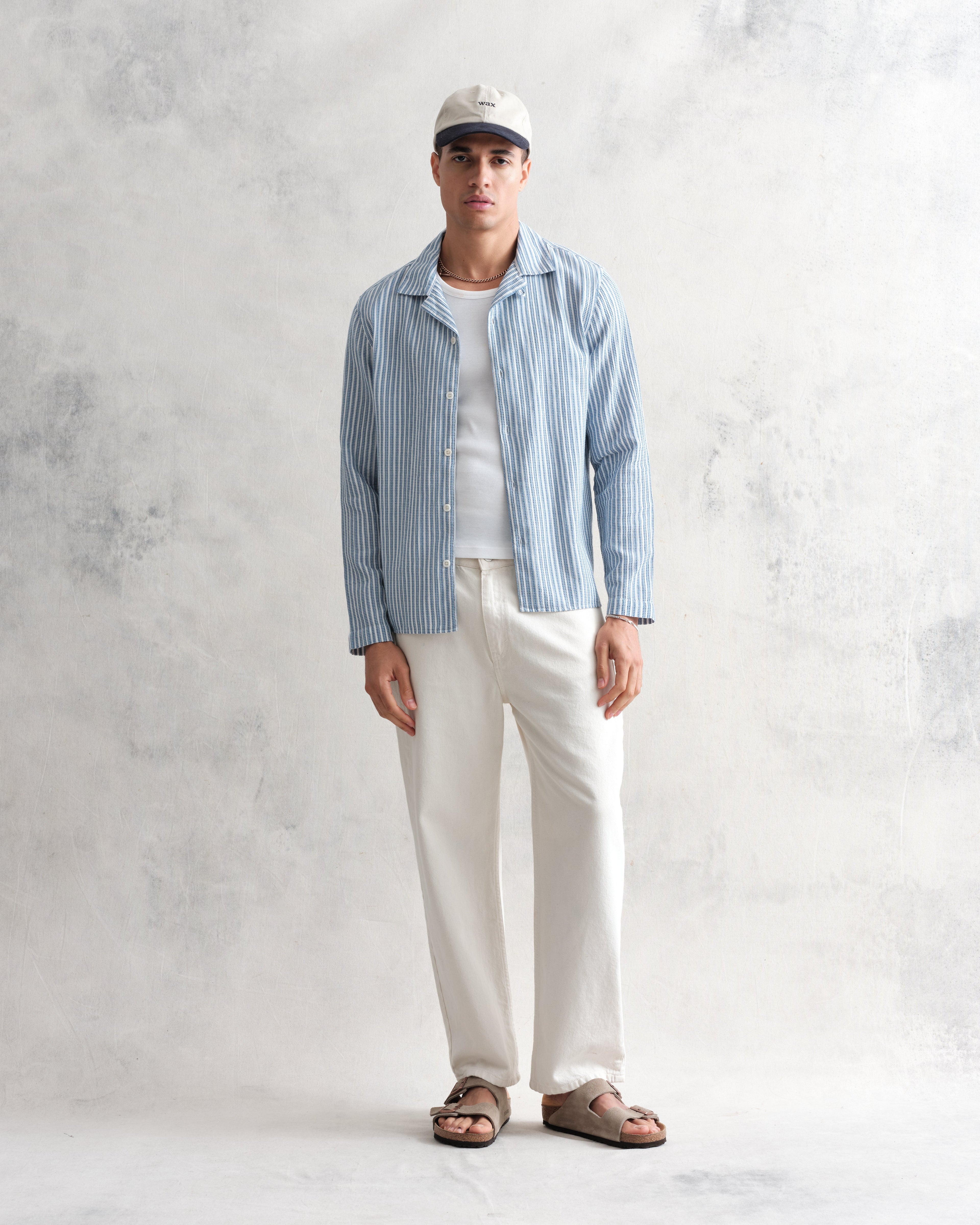 Corey - Blue And White Twisted Stripe Cotton Shirt