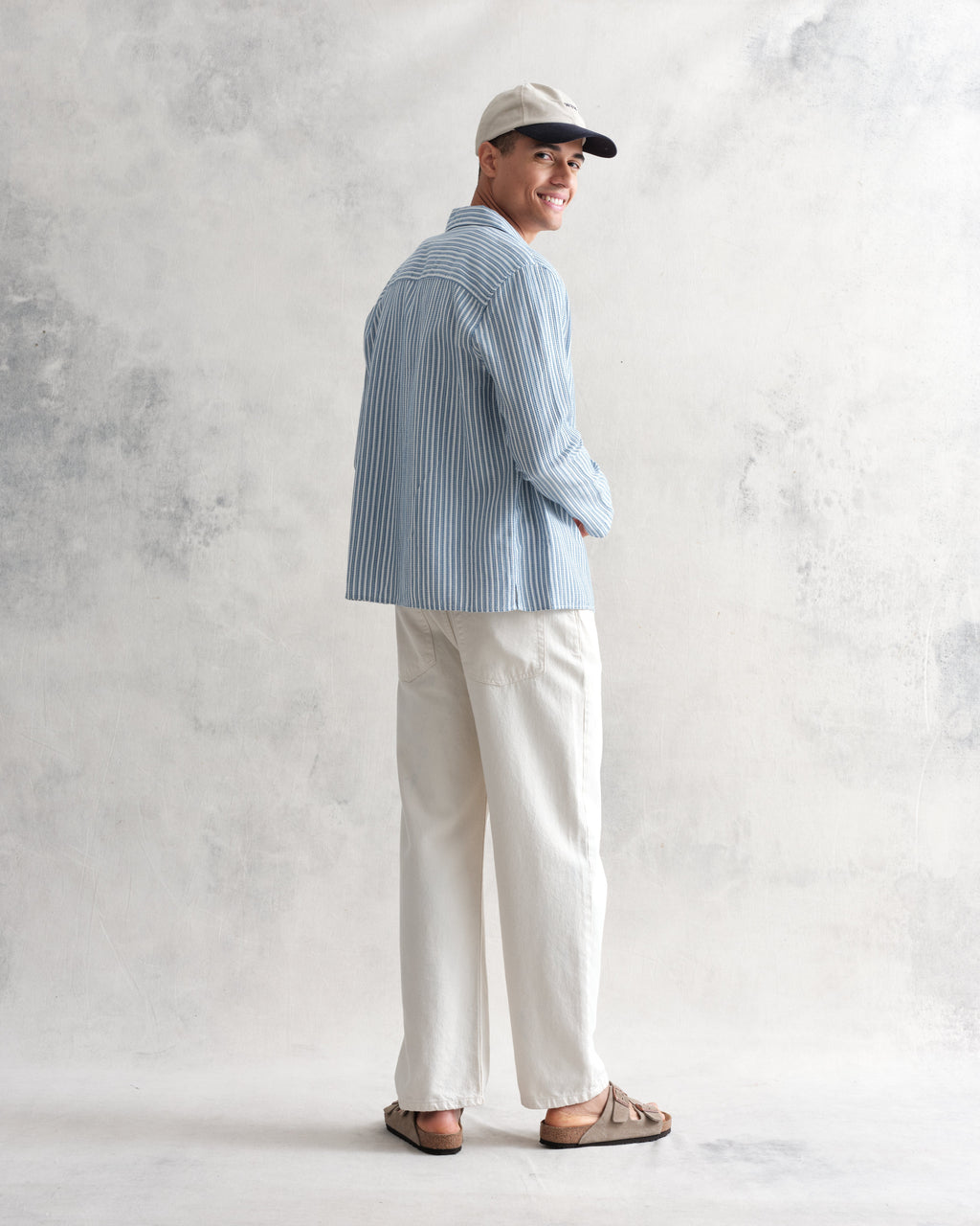 Corey - Blue And White Twisted Stripe Cotton Shirt