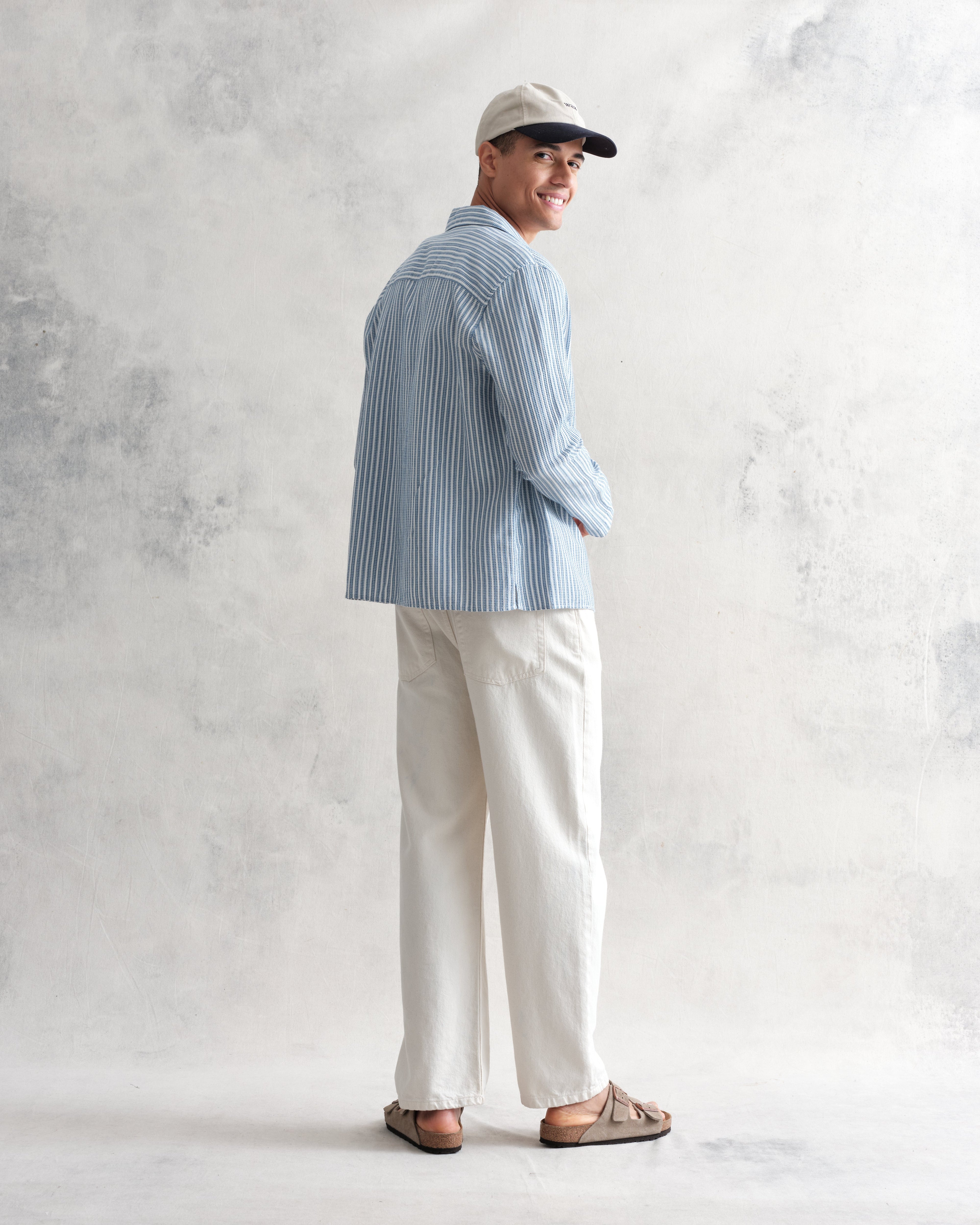 Corey - Blue And White Twisted Stripe Cotton Shirt