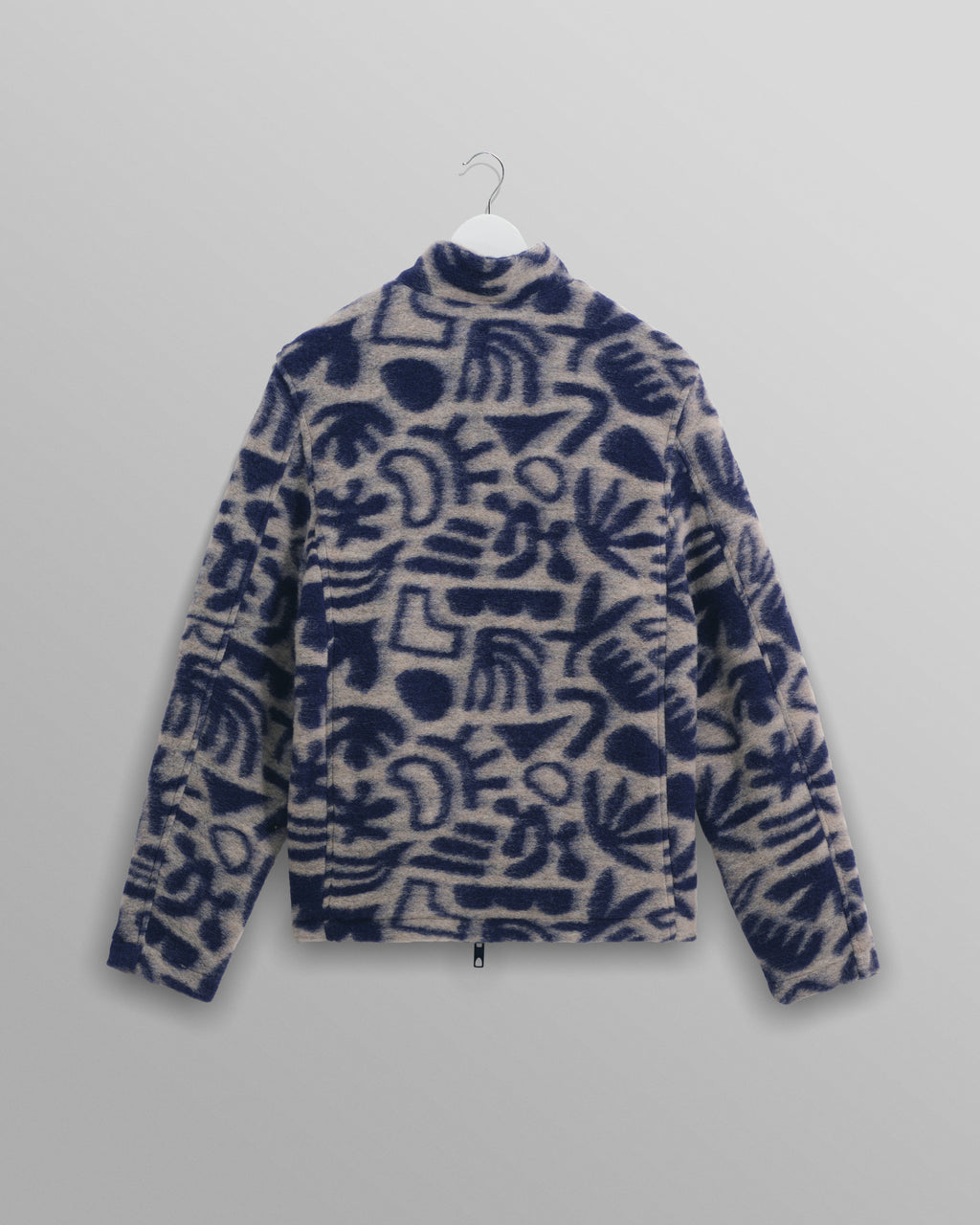 Cozi - Ecru And Navy Squiggle Fleece Jacket
