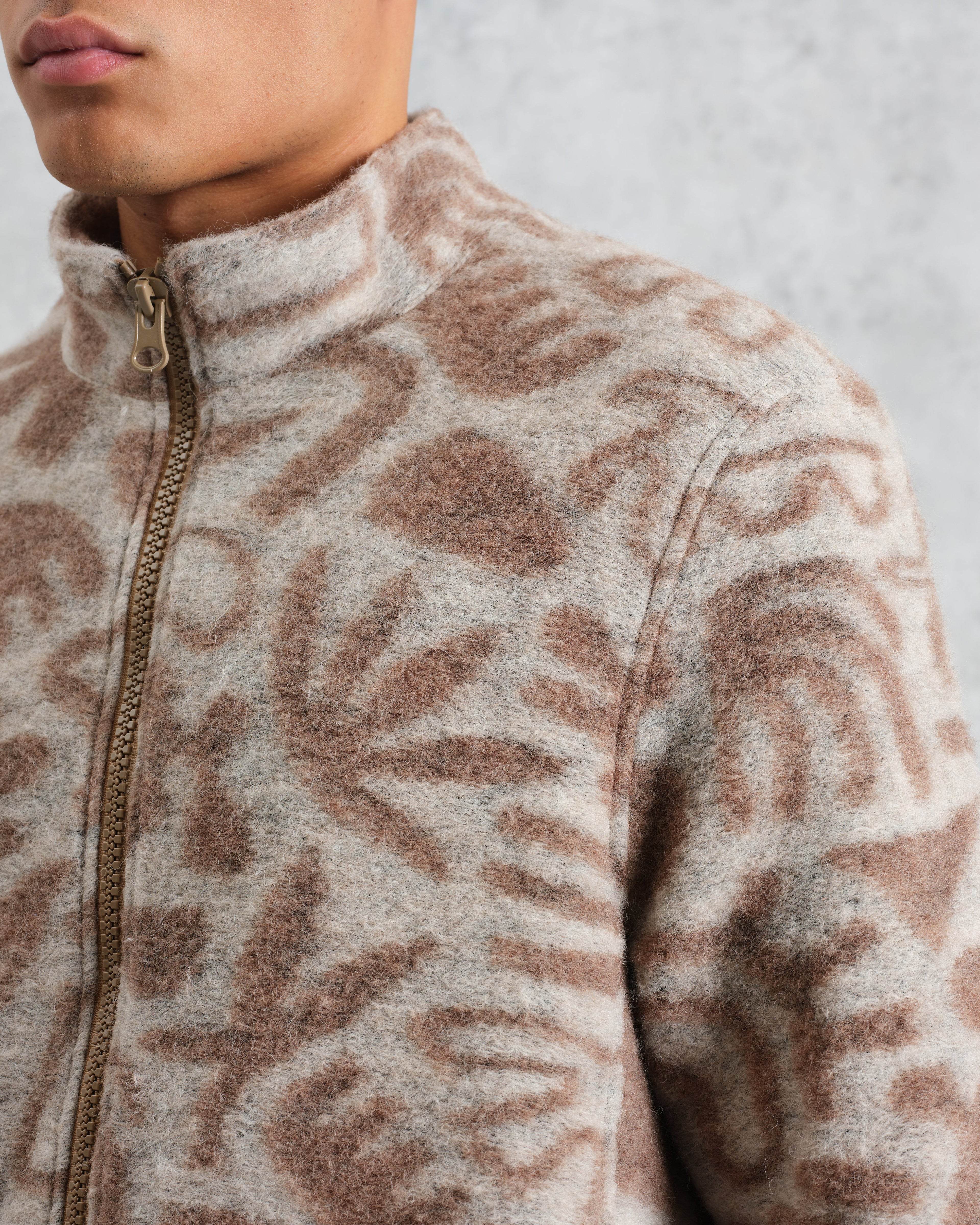 Cozi - Ecru Squiggle Fleece Jacket