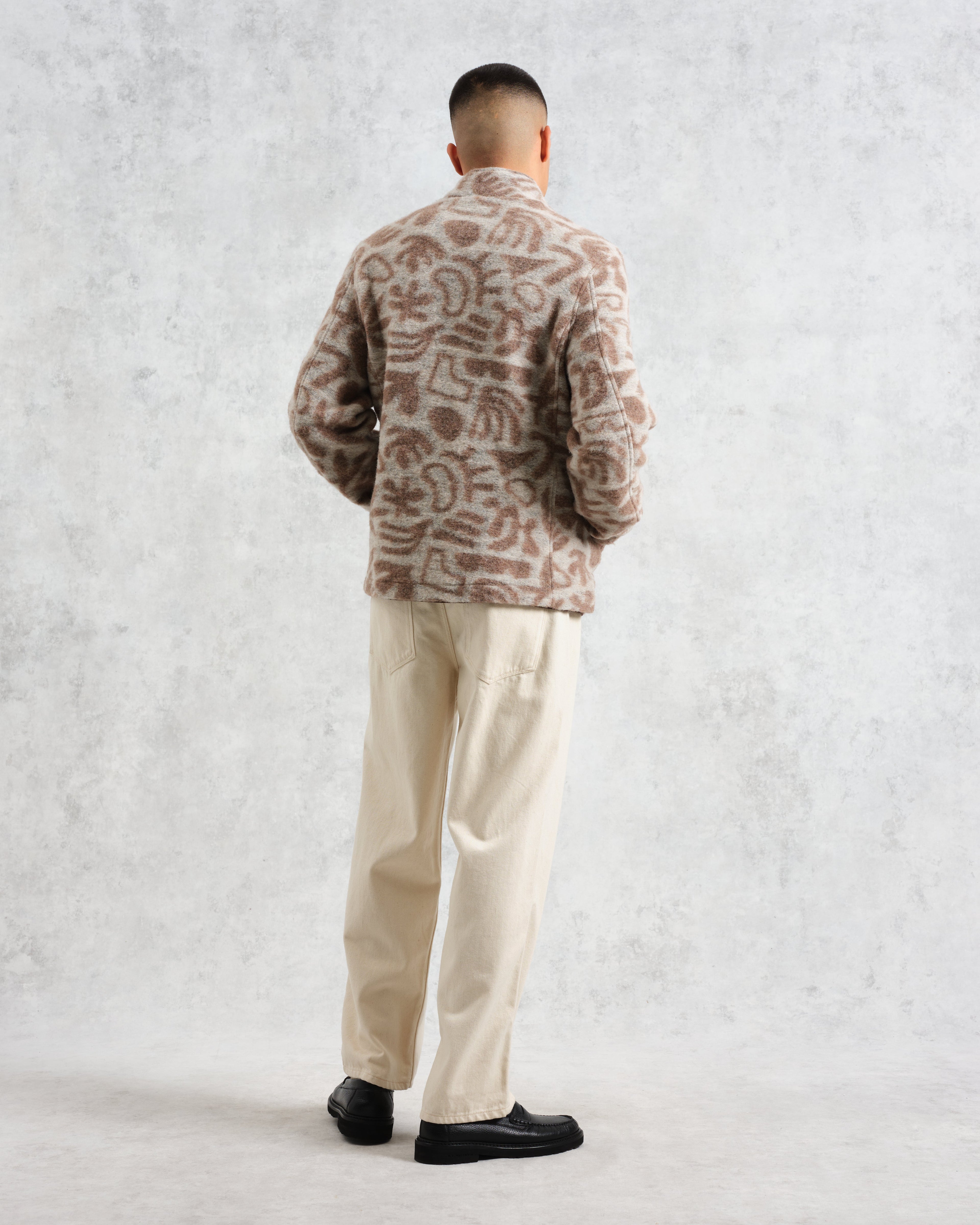 Cozi - Ecru Squiggle Fleece Jacket
