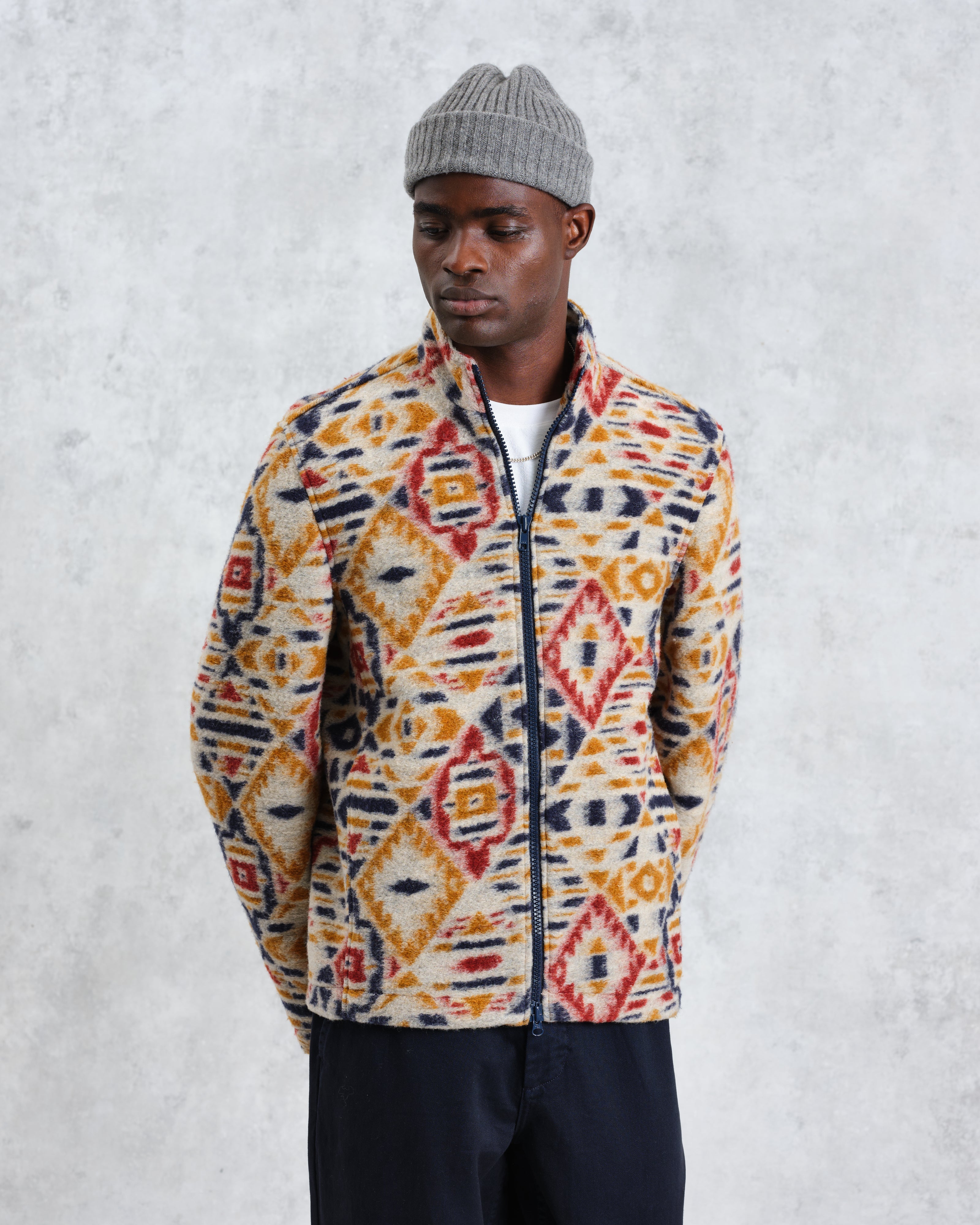 Cozi - Multicolour Geometric Fleece Jacket