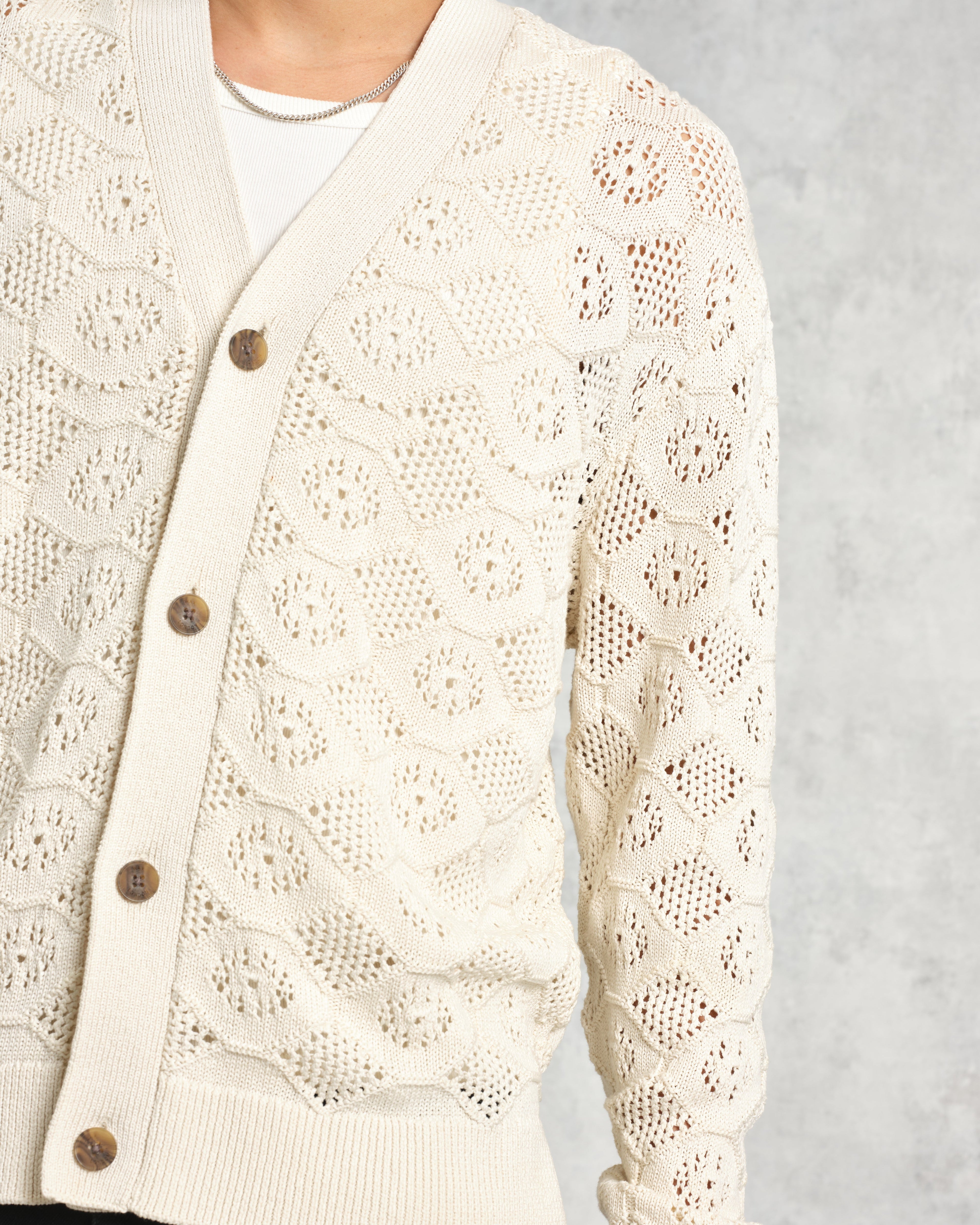 Crosby - Ecru Pointelle Cotton Cardigan