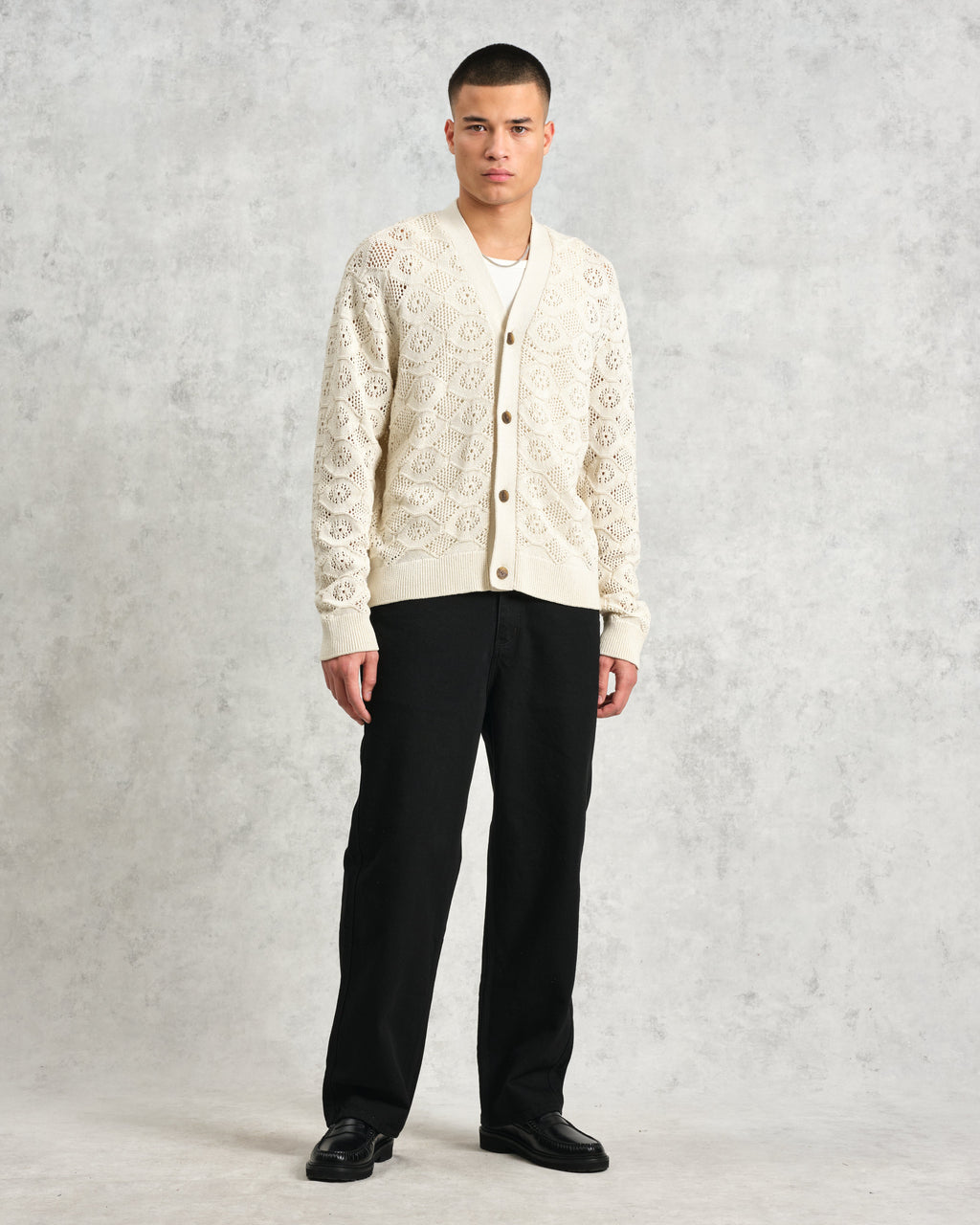 Crosby - Ecru Pointelle Cotton Cardigan