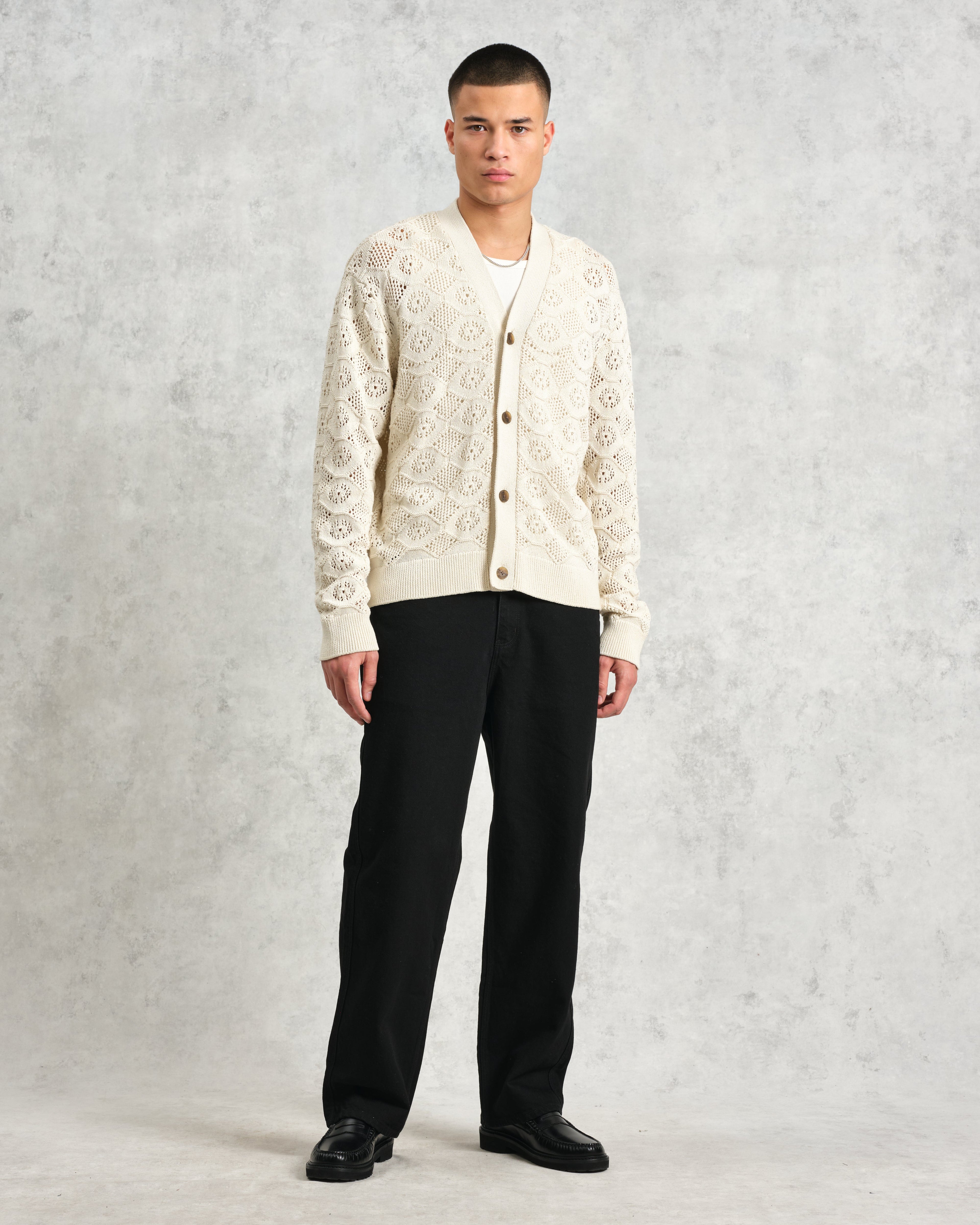 Crosby - Ecru Pointelle Cotton Cardigan