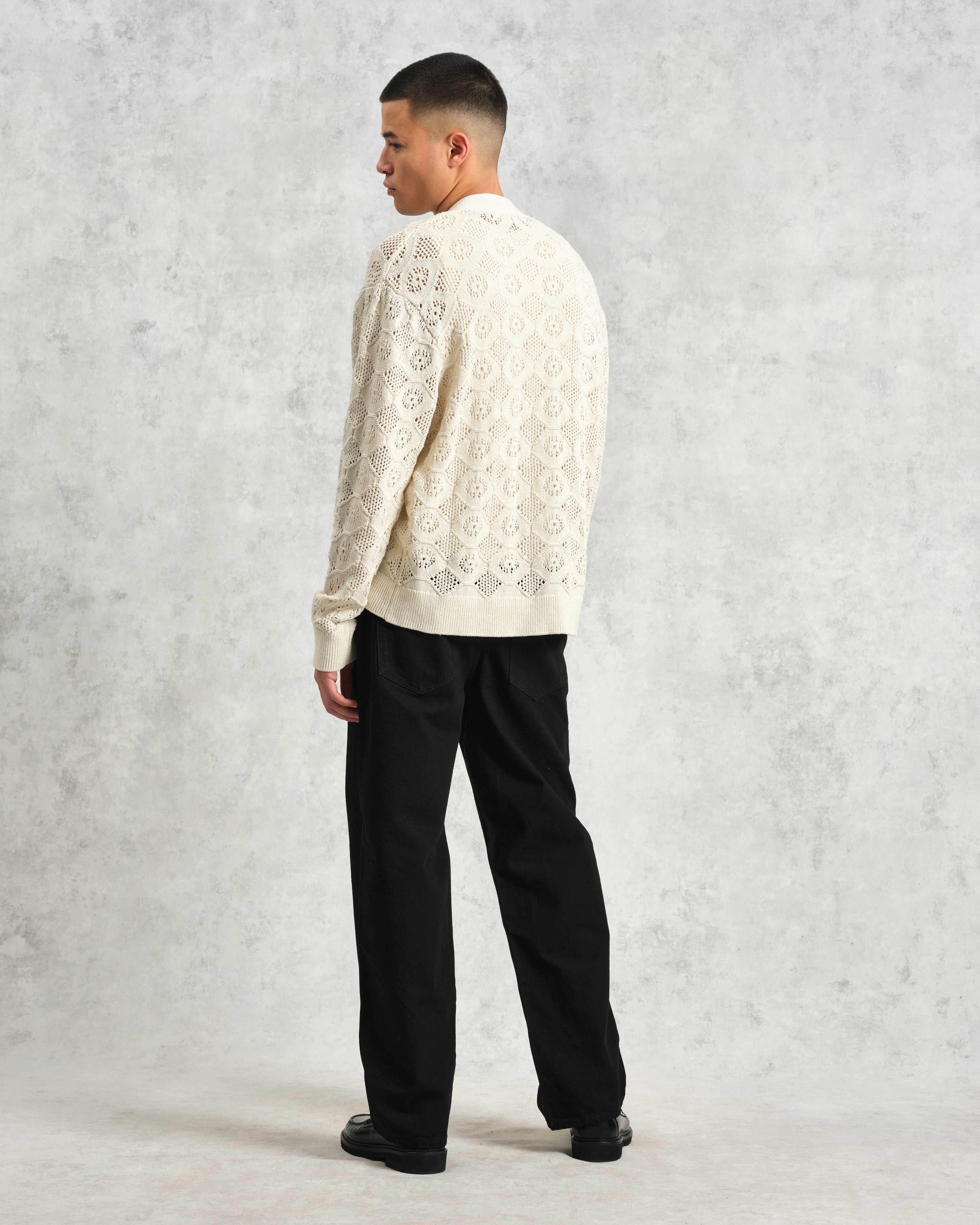 Crosby - Ecru Pointelle Cotton Cardigan