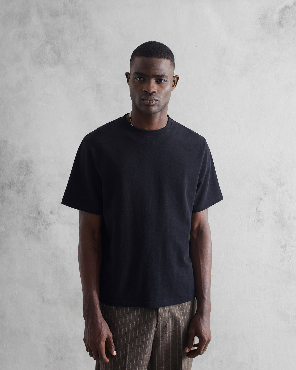 Dean - Black Textured Organic Cotton T-Shirt