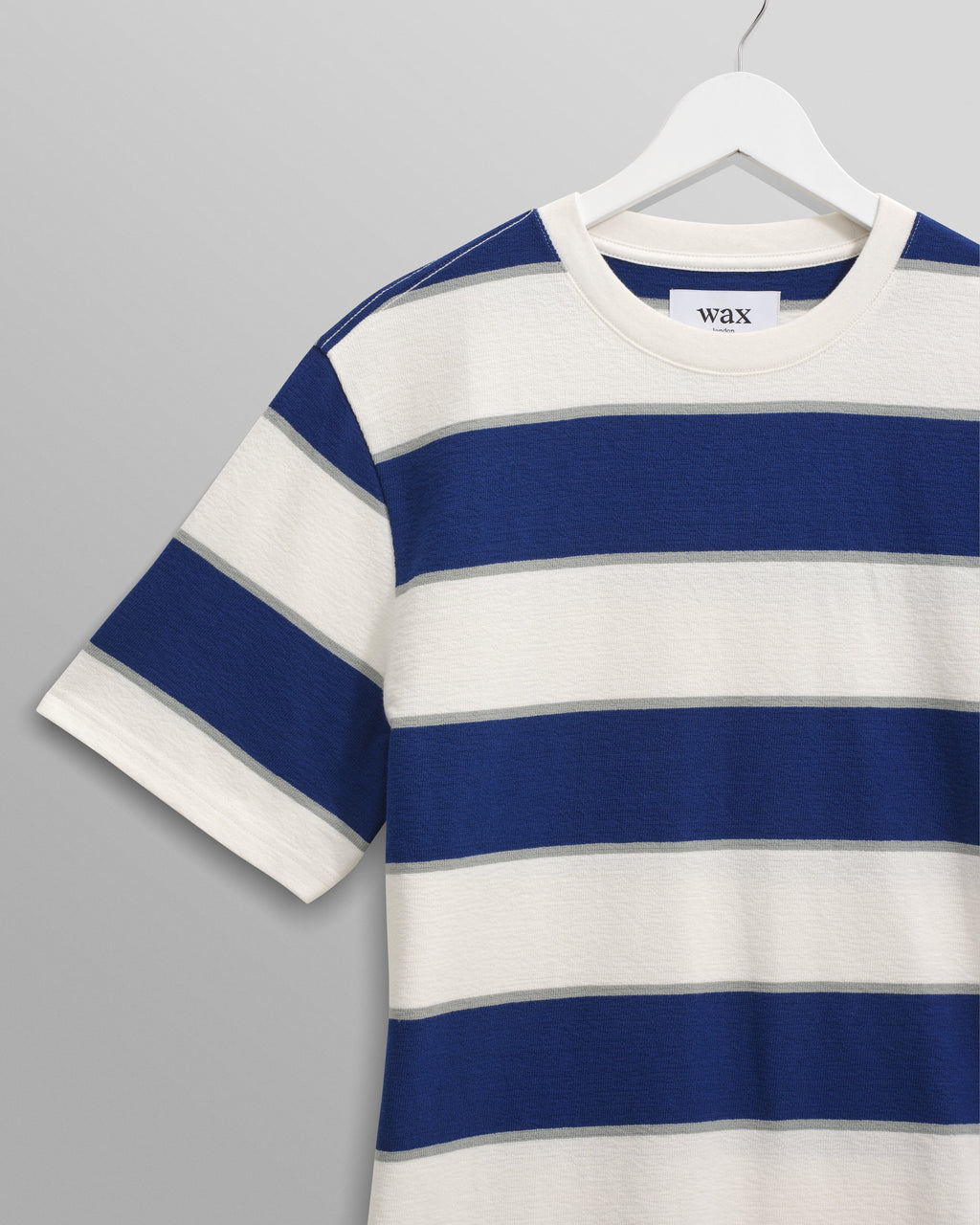 Dean - Blue And Ecru Stripe Textured Organic Cotton T-Shirt