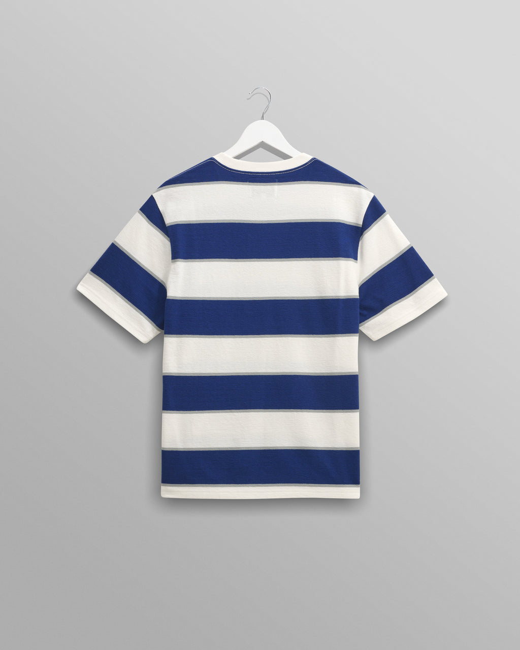 Dean - Blue And Ecru Stripe Textured Organic Cotton T-Shirt