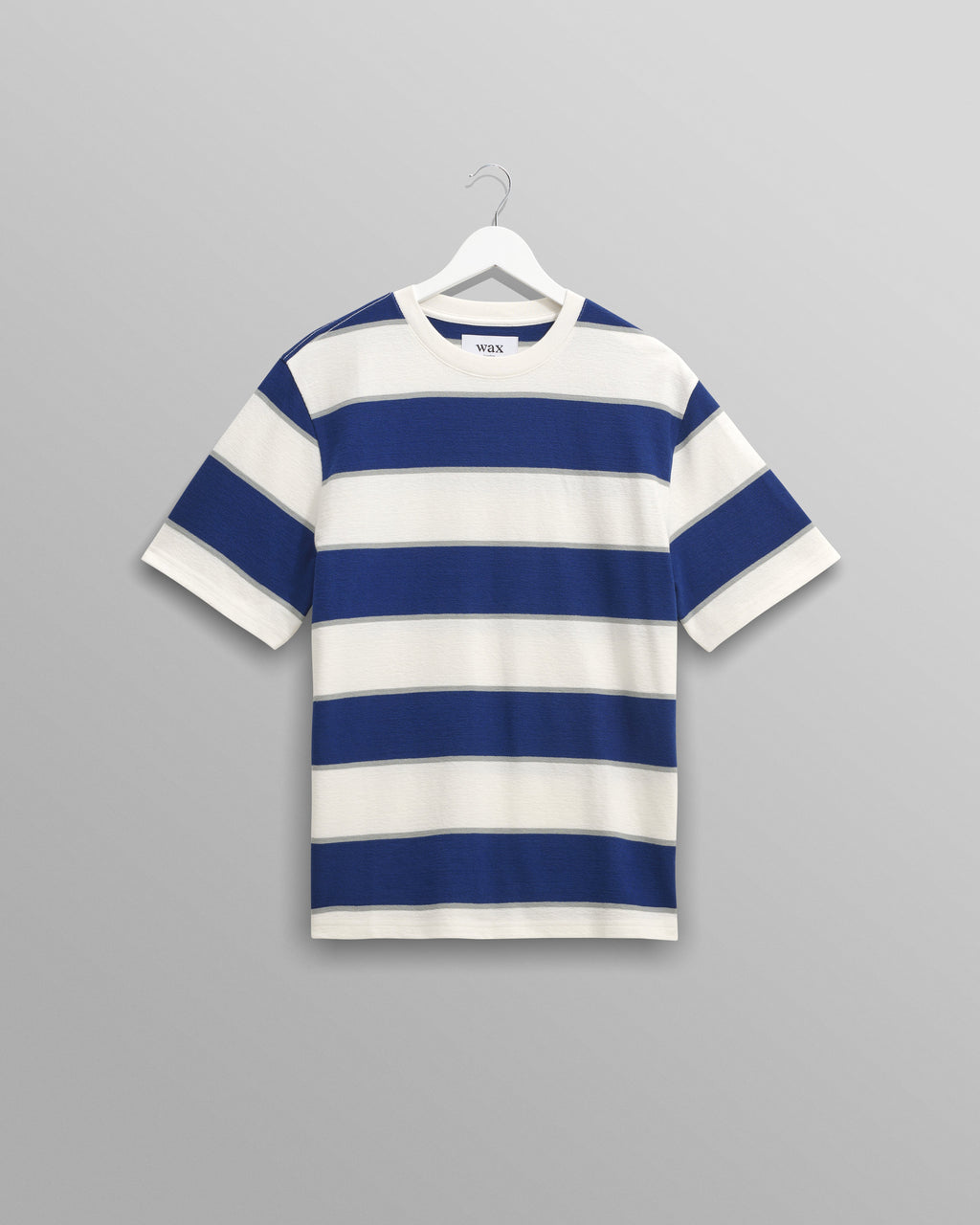 Dean - Blue And Ecru Stripe Textured Organic Cotton T-Shirt